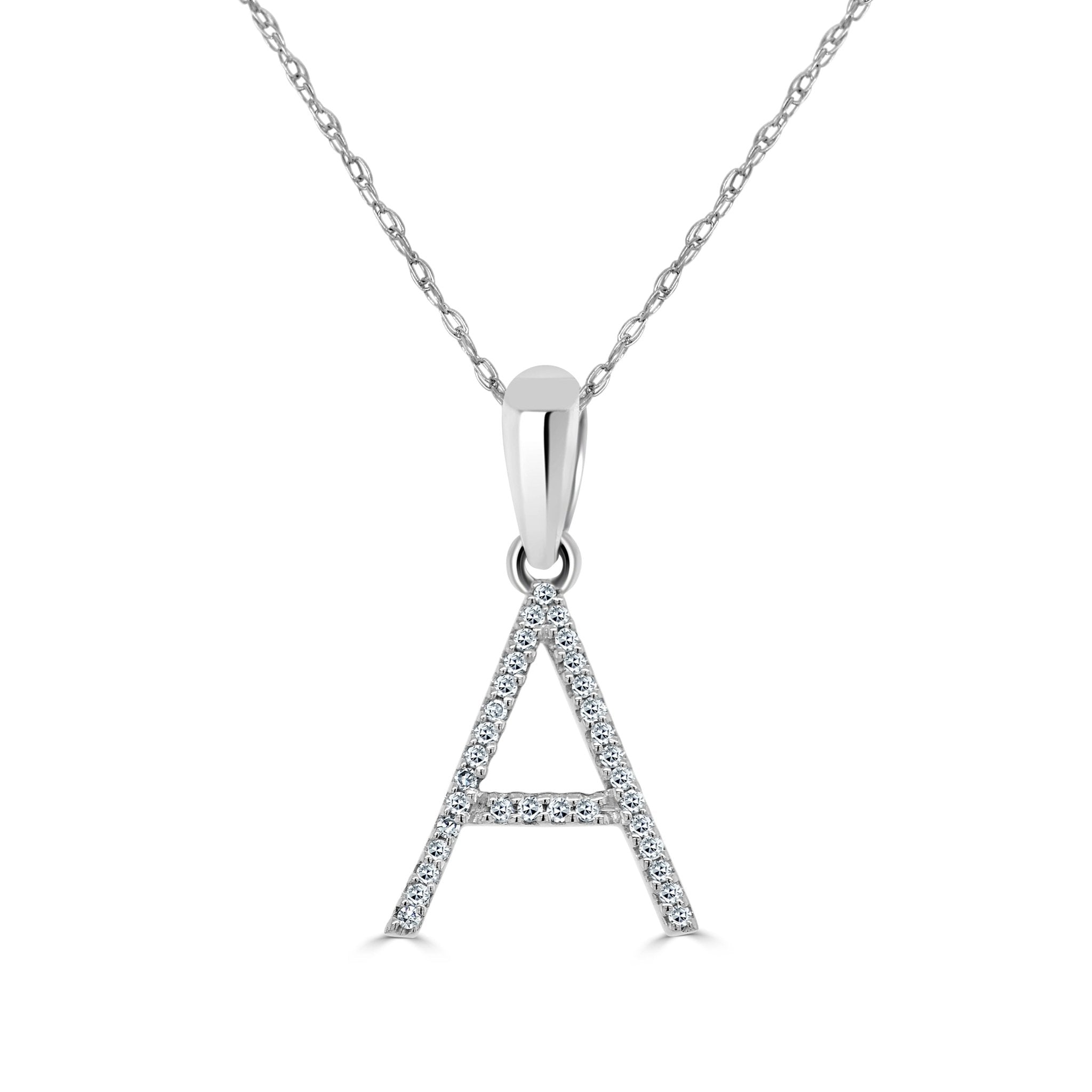 White Gold Diamond Initial Necklace