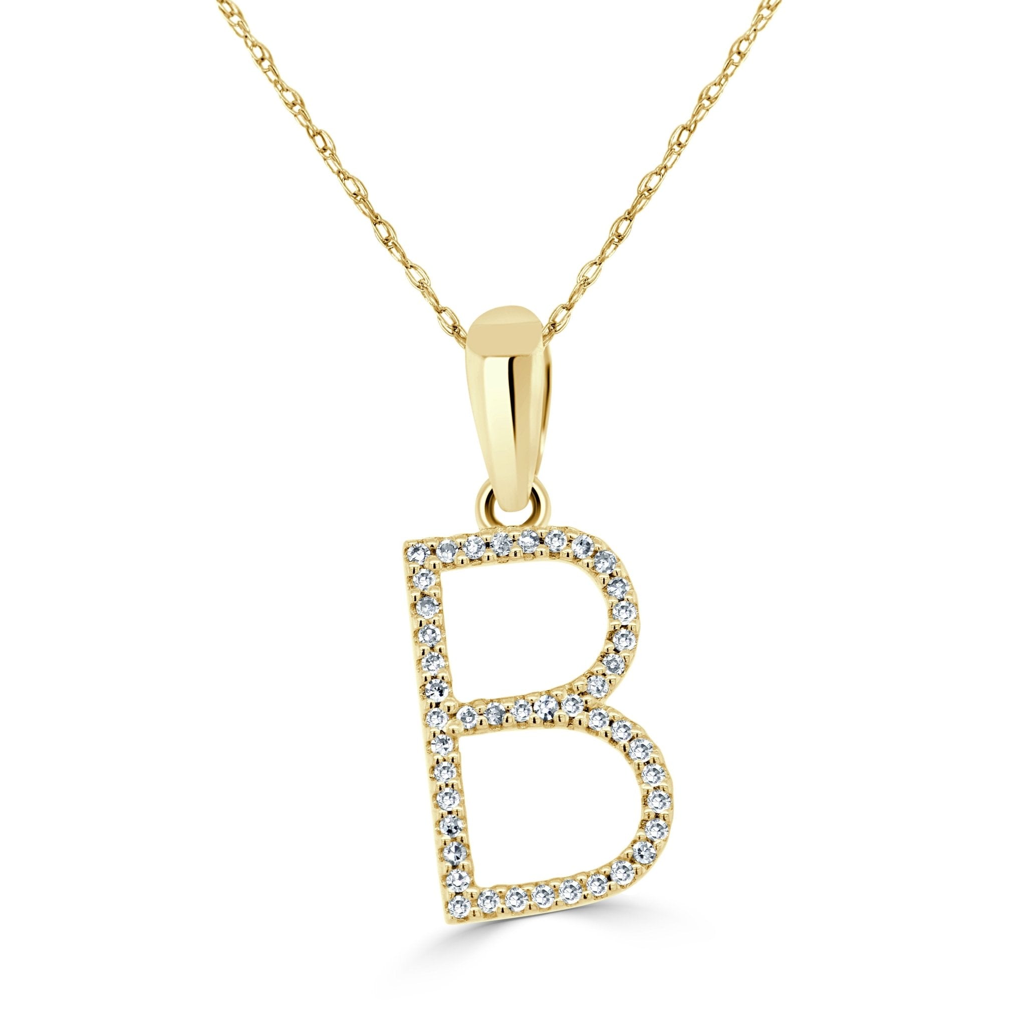 Yellow Gold Diamond Initial Necklace