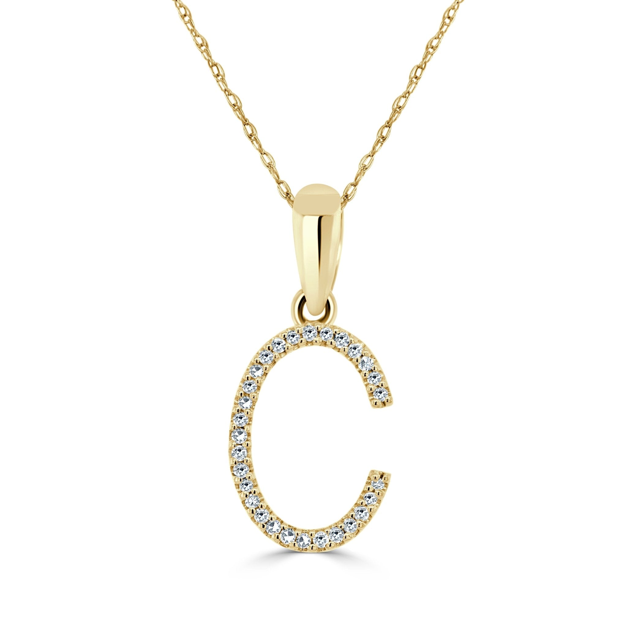 Yellow Gold Diamond Initial Necklace