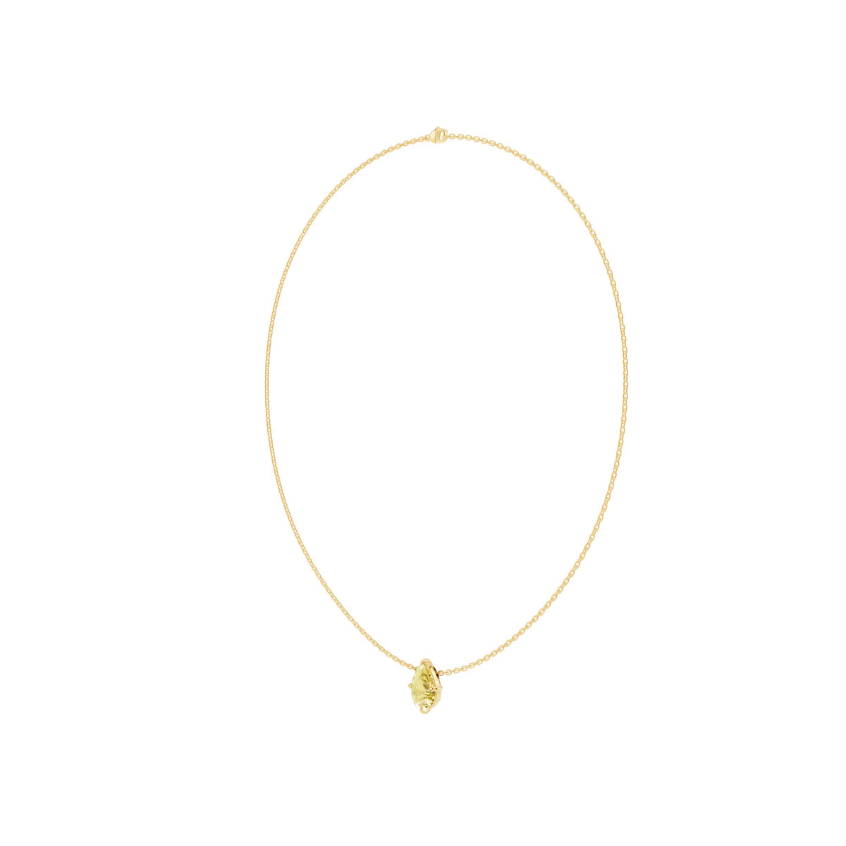 Yellow Pear Lab-Grown Diamond Necklace in 14K yellow gold, angled view