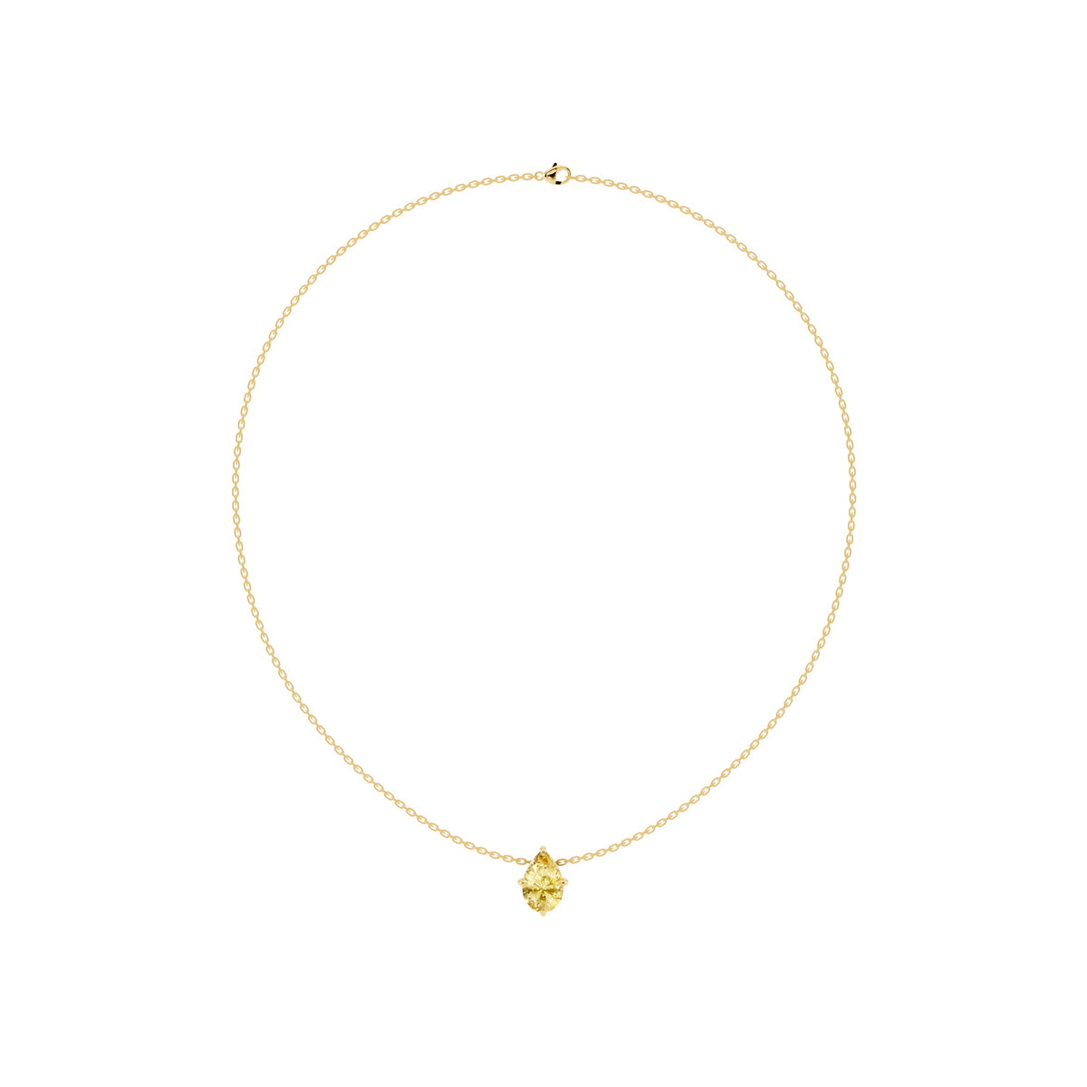 Yellow Pear Lab-Grown Diamond Necklace in 14K yellow gold