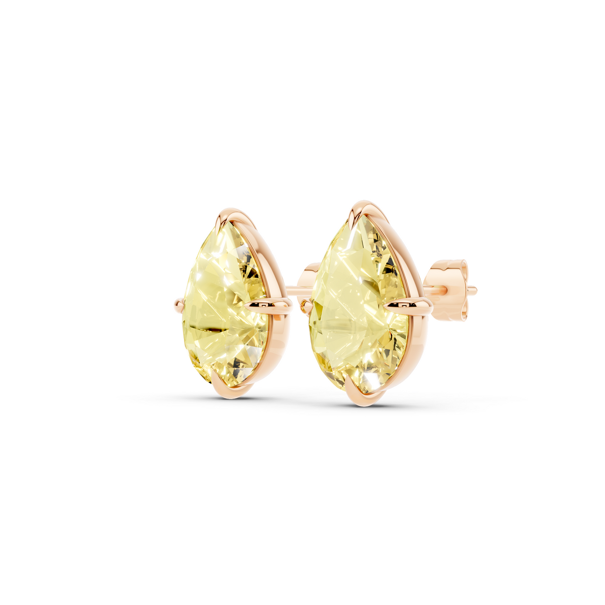 Yellow Pear Lab-Grown Diamond Stud Earrings