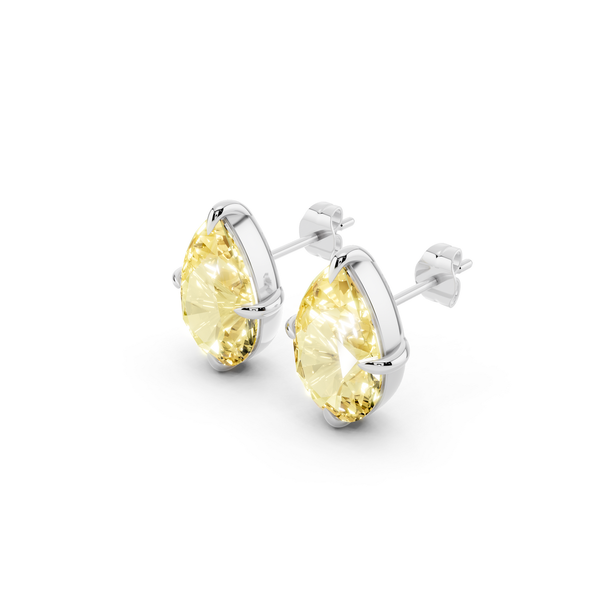 Yellow Pear Lab-Grown Diamond Stud Earrings
