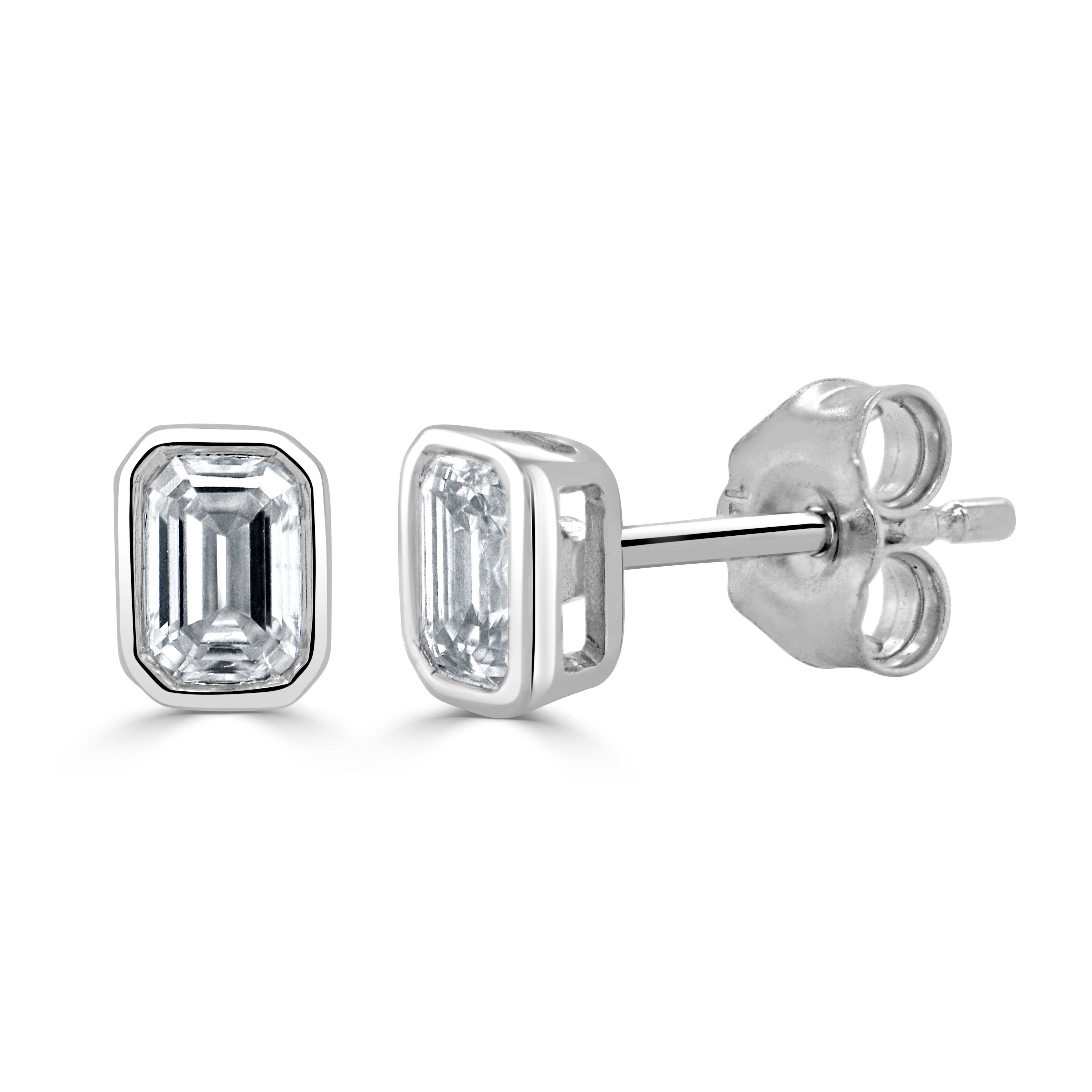 Emerald-Cut Diamond Stud Earrings