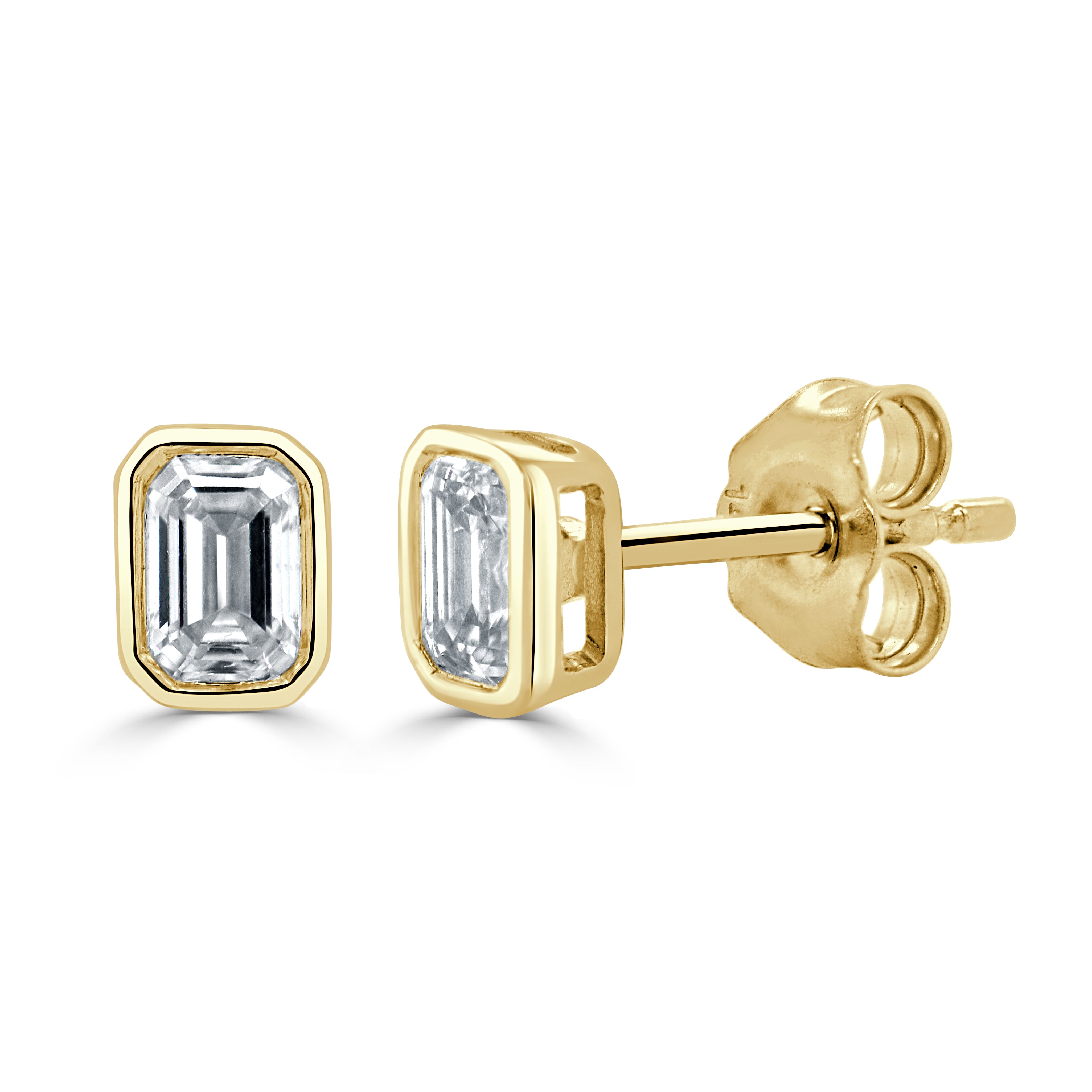 Emerald-Cut Diamond Stud Earrings