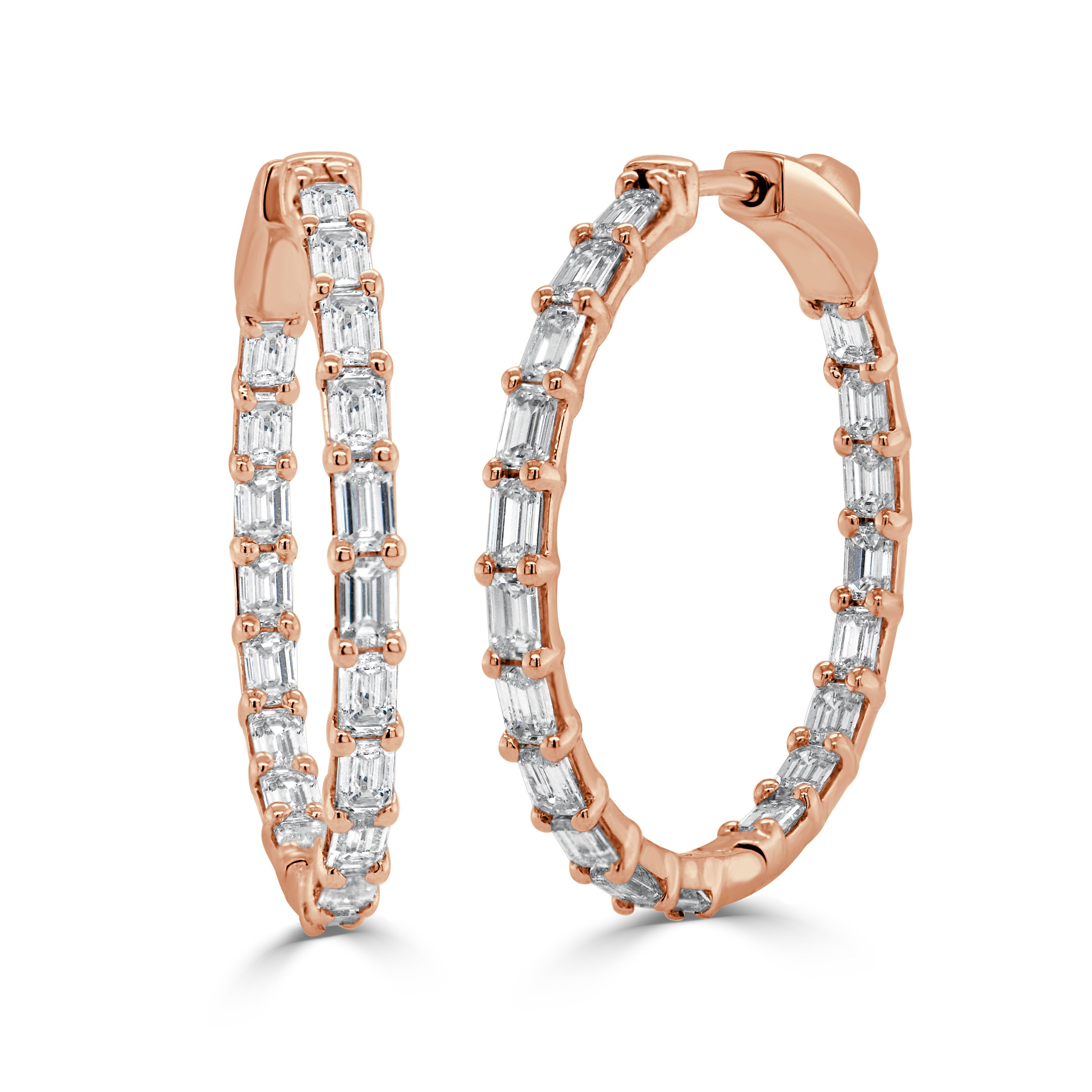 Emerald-Cut Diamond Inside-Out Hoops