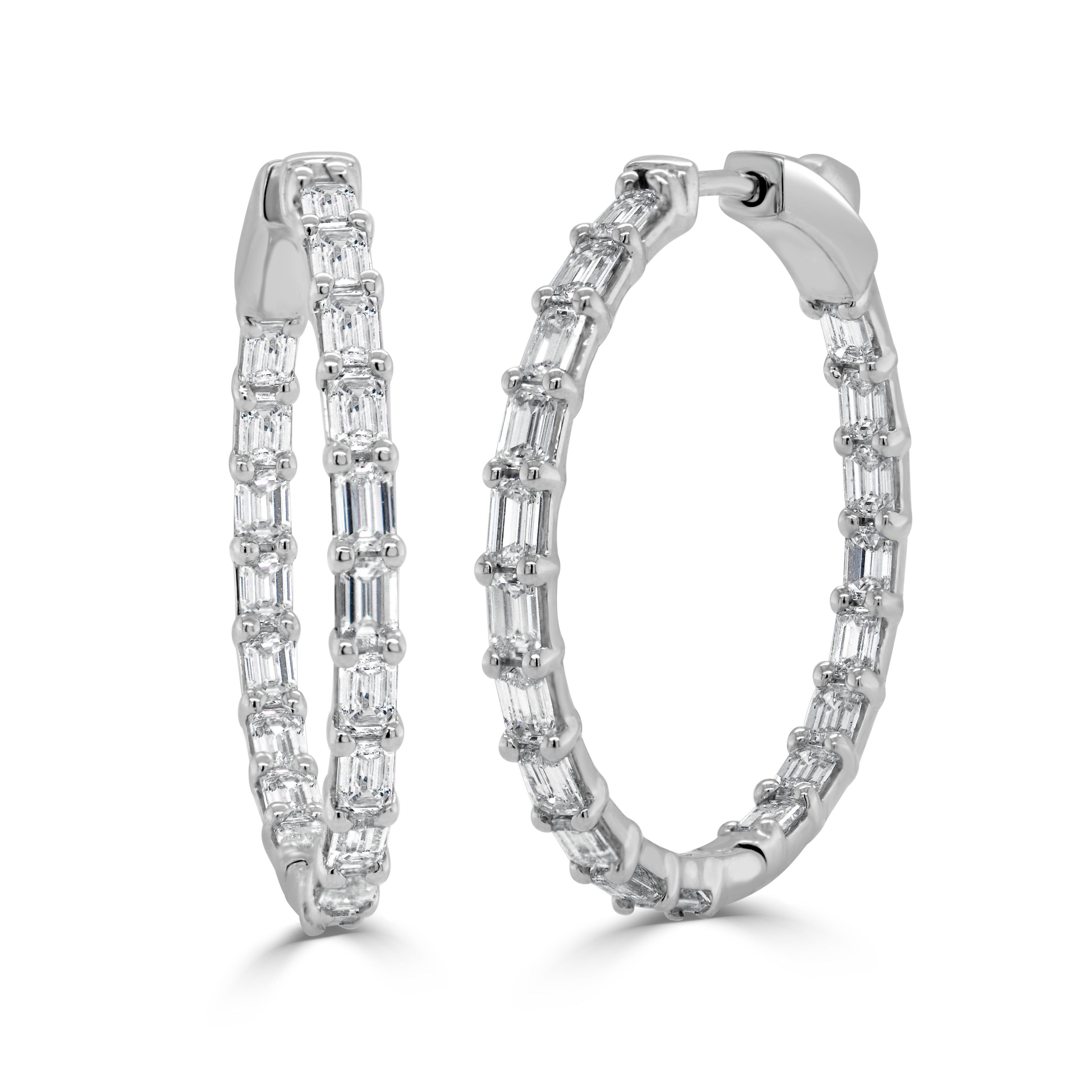 Emerald-Cut Diamond Inside-Out Hoops