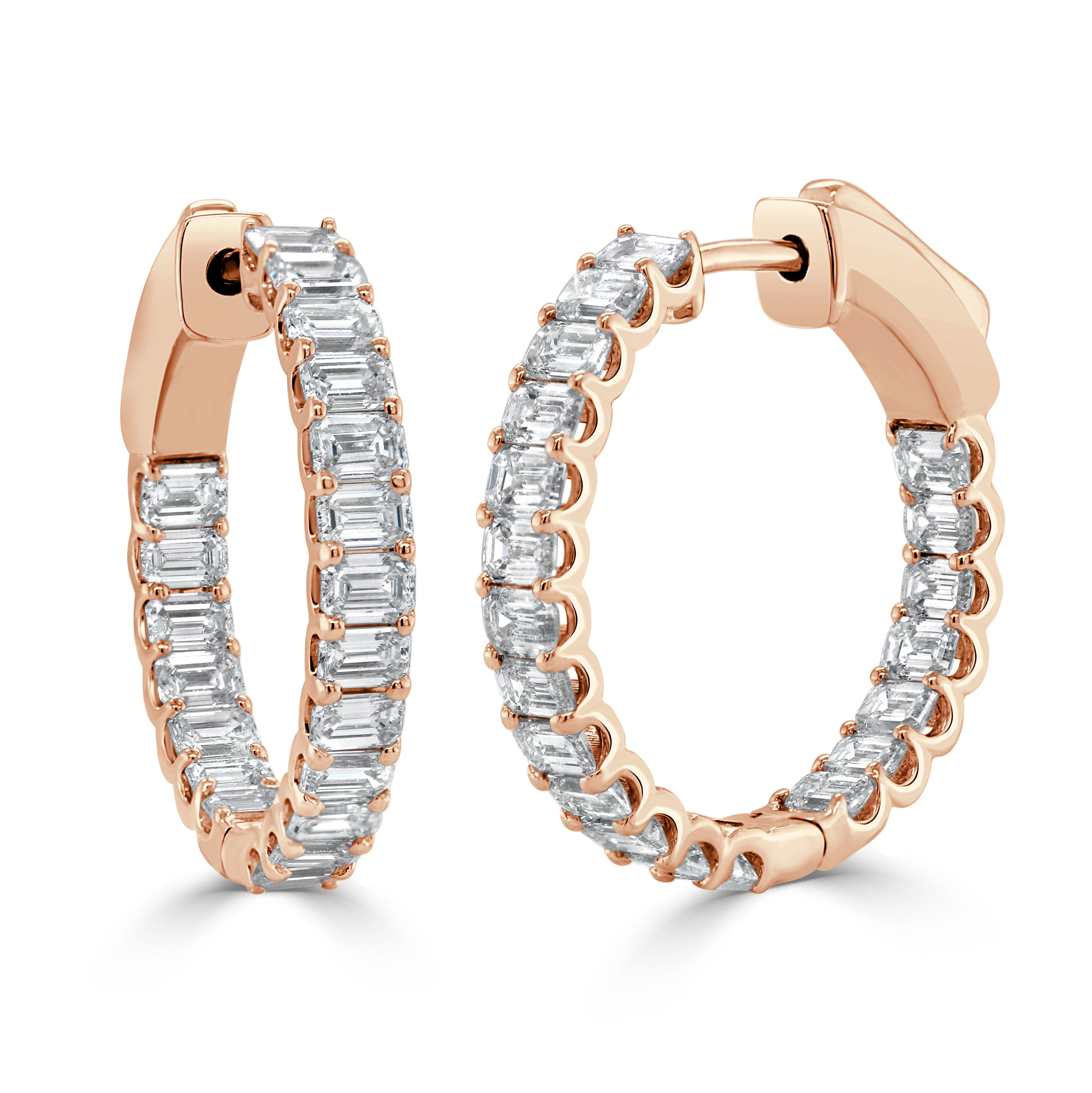 Emerald-Cut Diamond Inside-Out Hoop Earrings