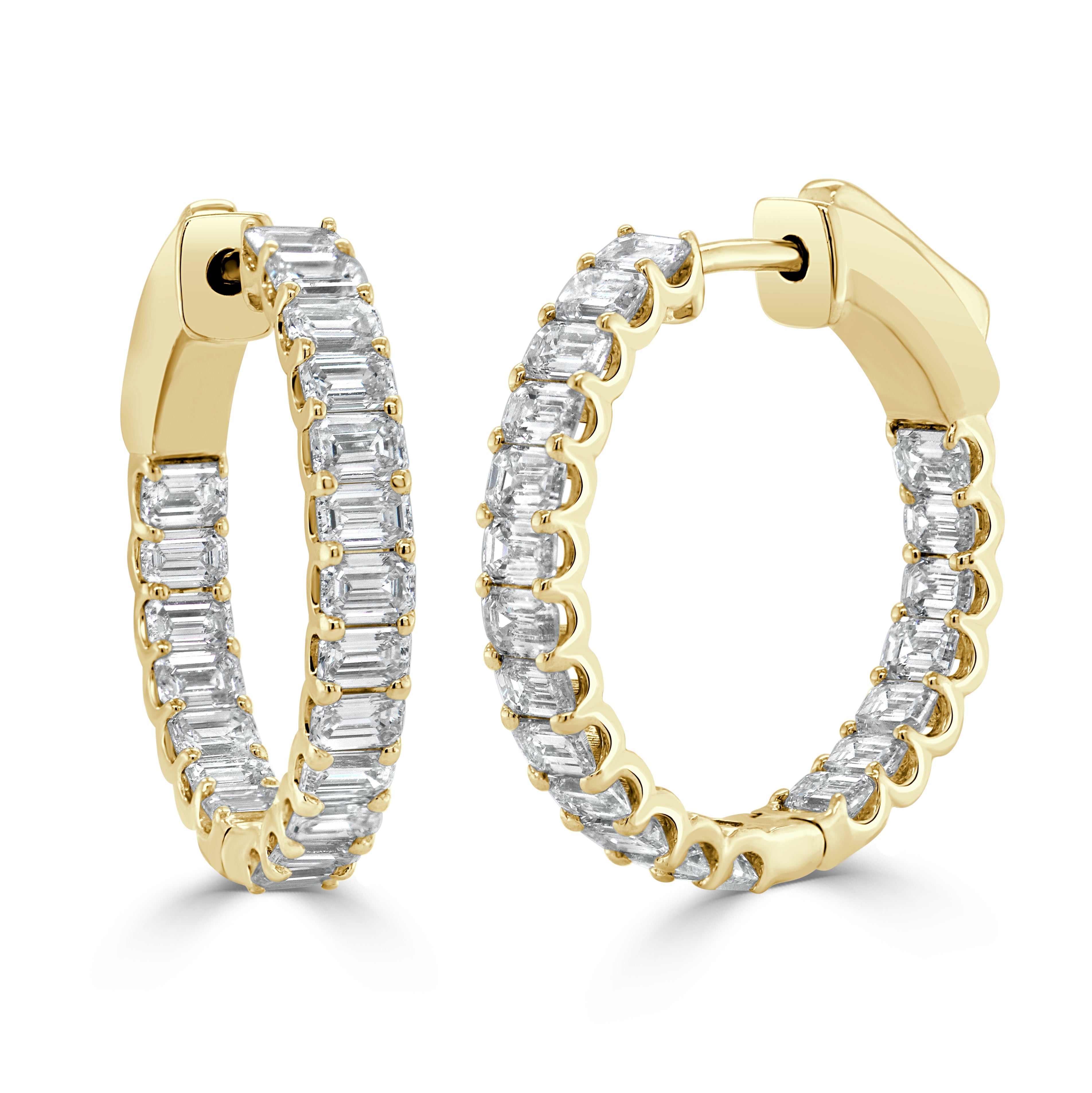 Emerald-Cut Diamond Inside-Out Hoop Earrings