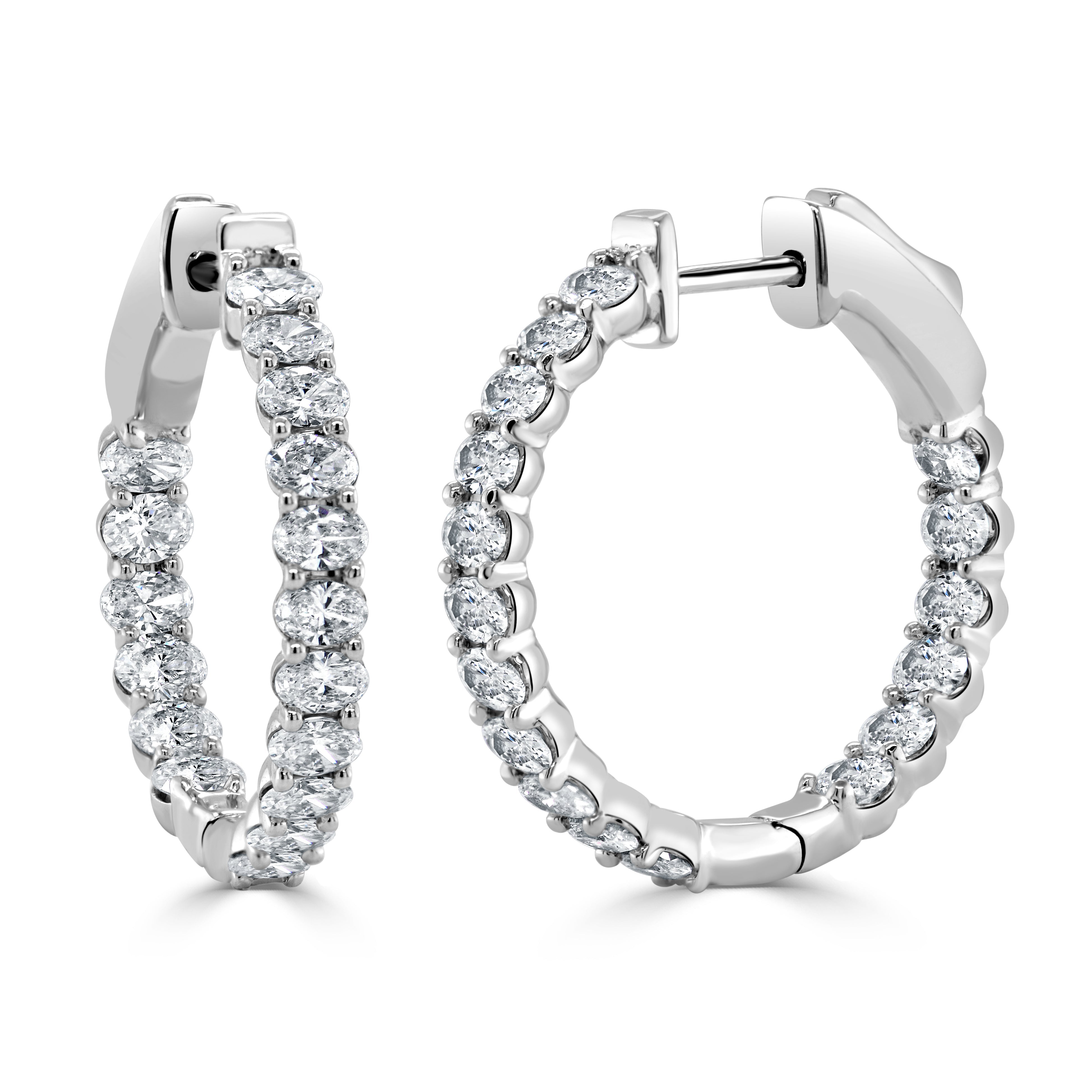 Oval Diamond Hoop Earrings