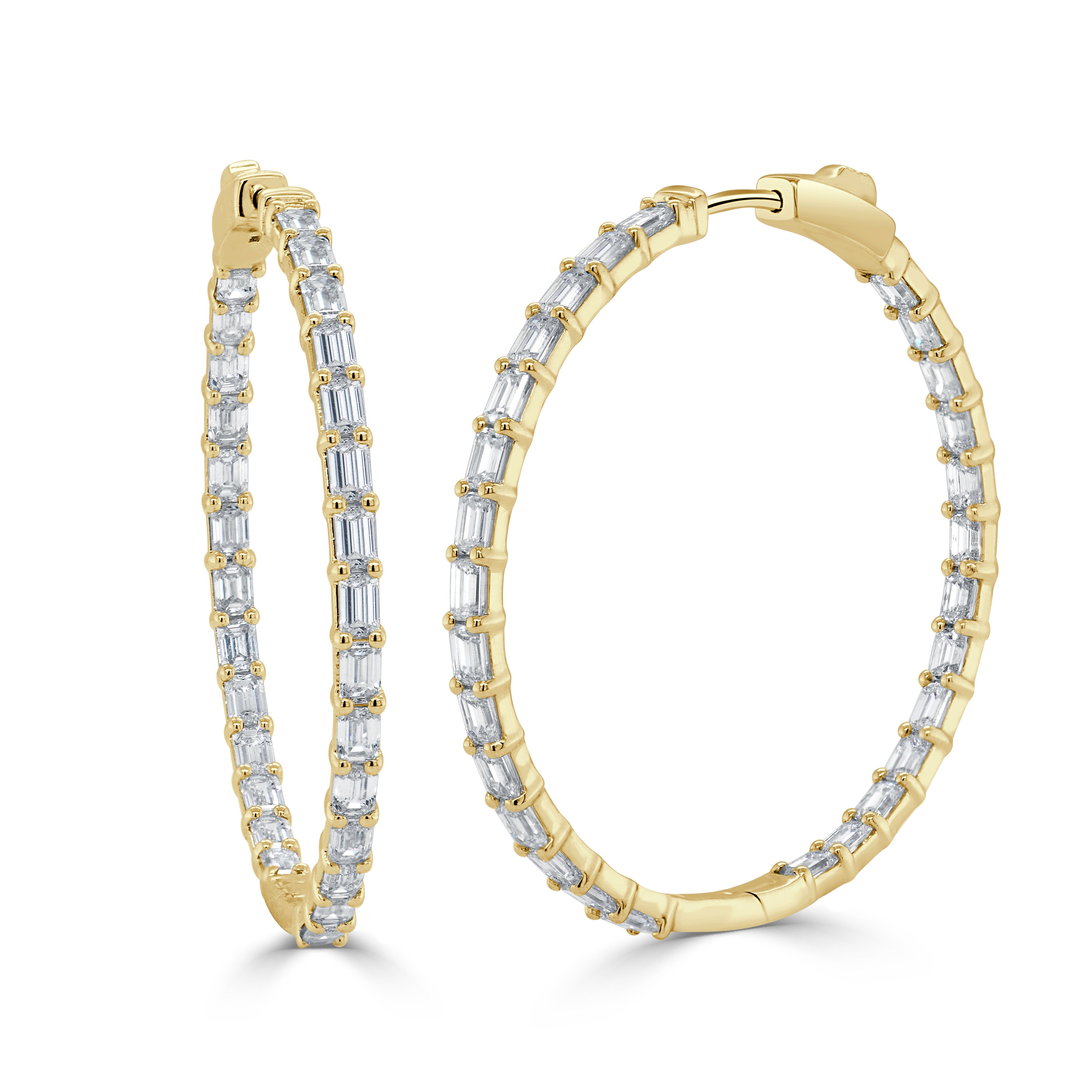Emerald-Cut Diamond Hoop Earrings