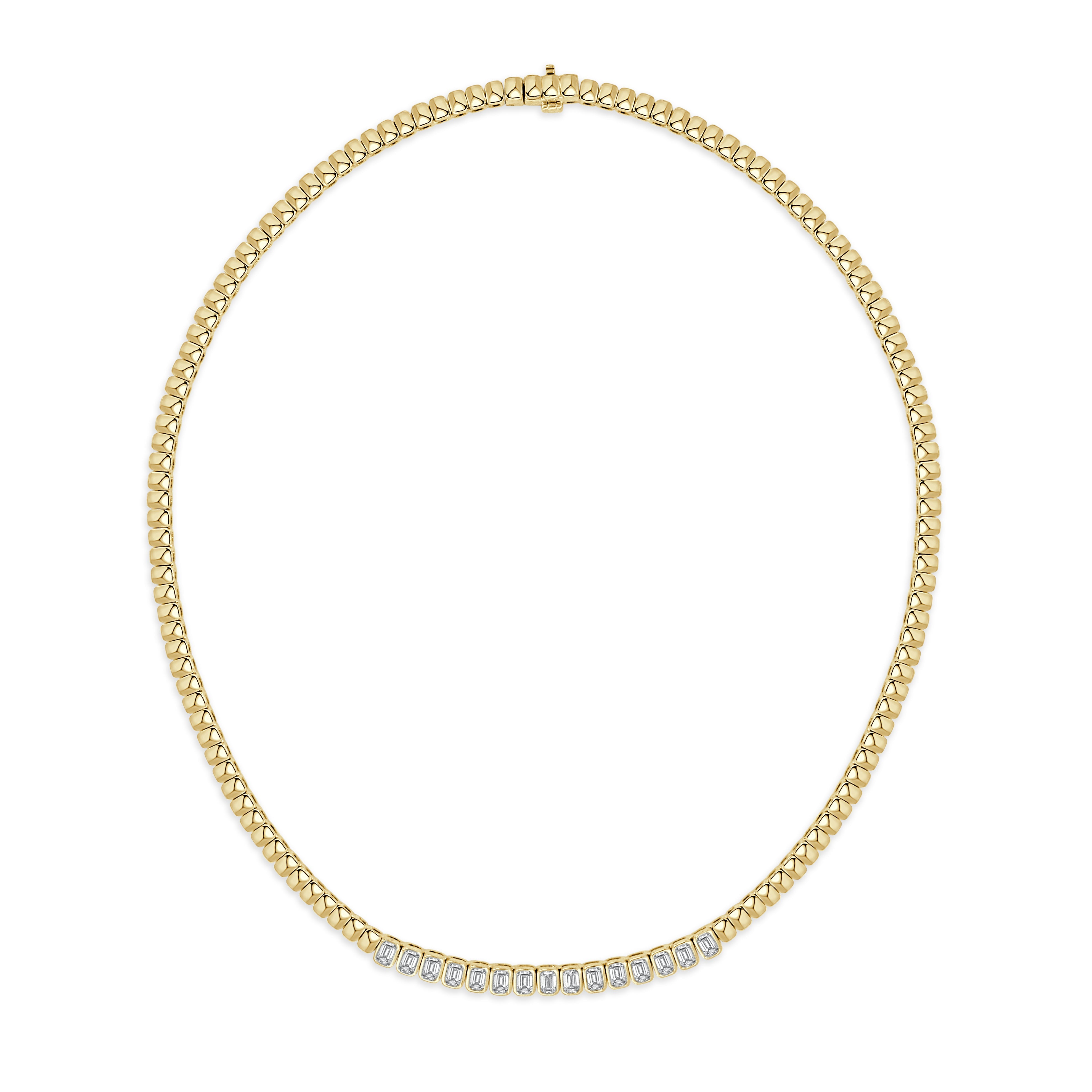 Emerald-Cut Diamond Bezel Set Necklace