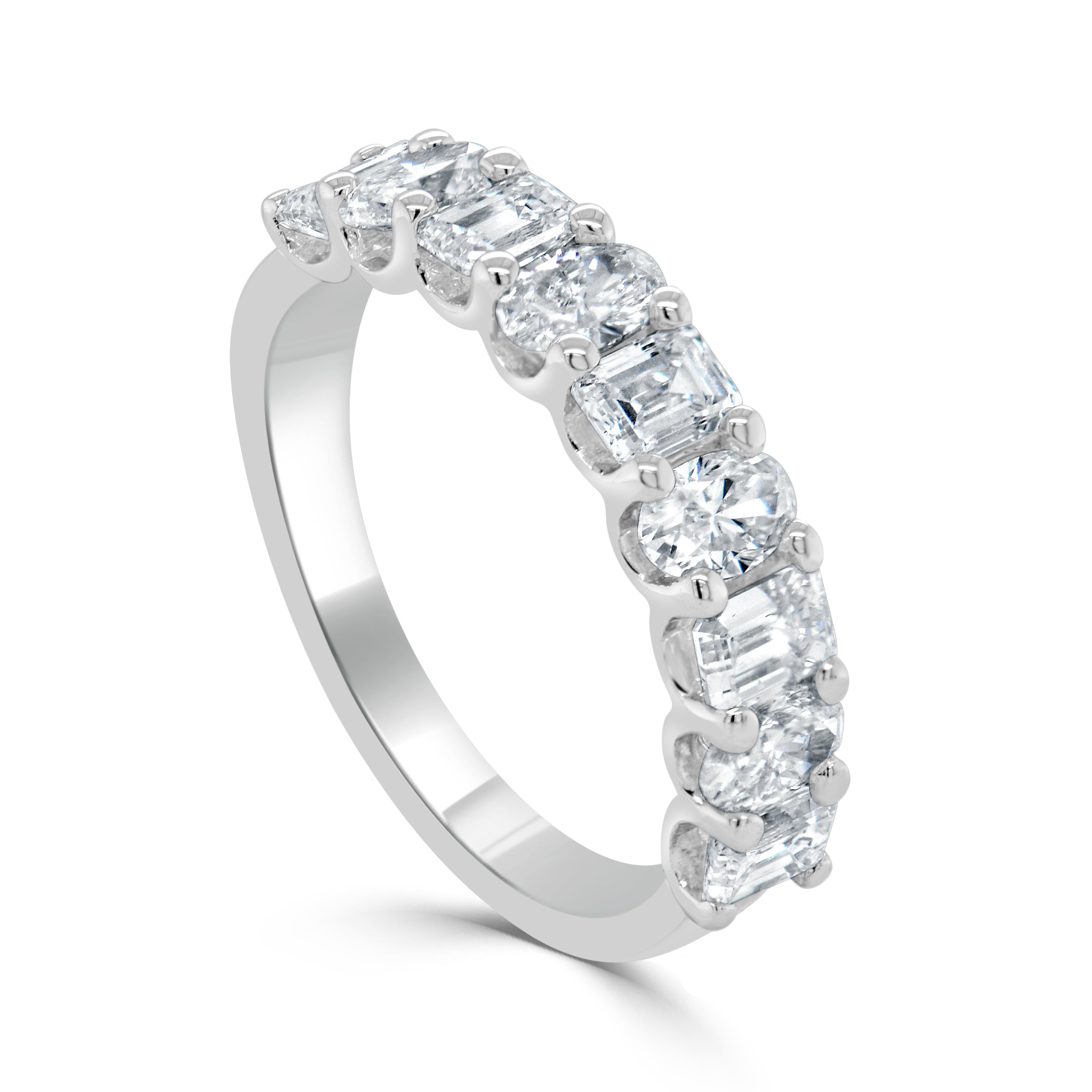 Oval Emerald-Cut Diamond Band