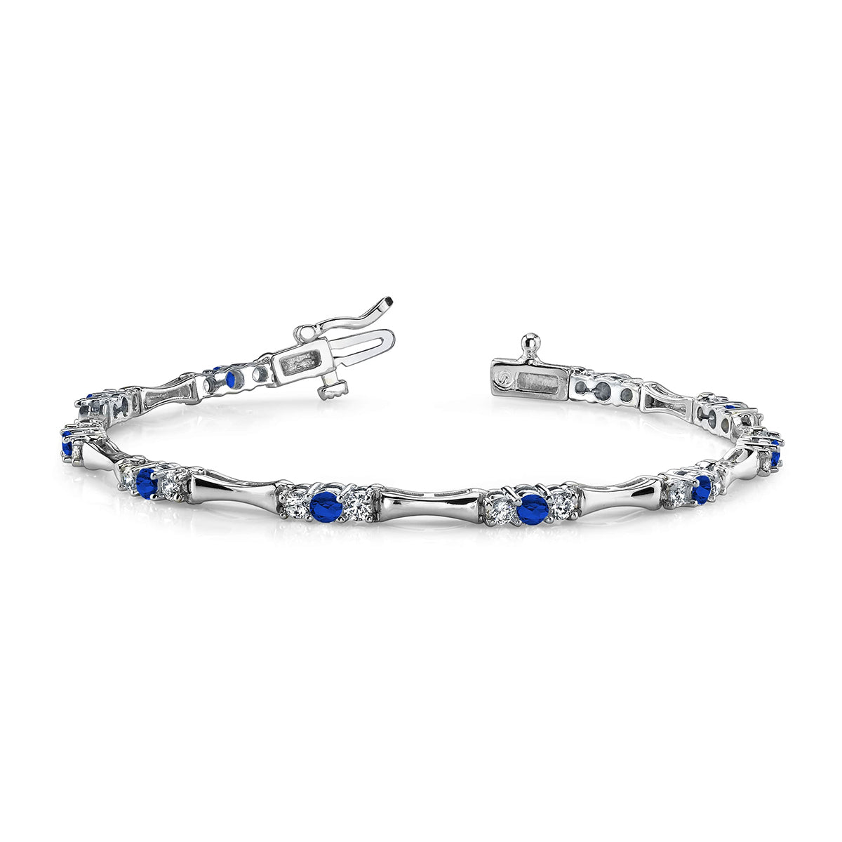Column Link Gemstone And Diamond Bracelet