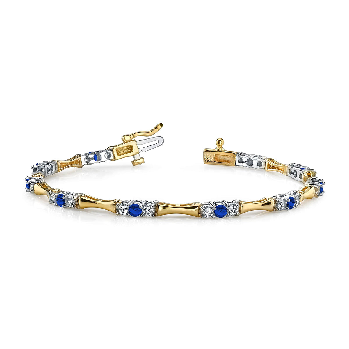 Column Link Gemstone And Diamond Bracelet