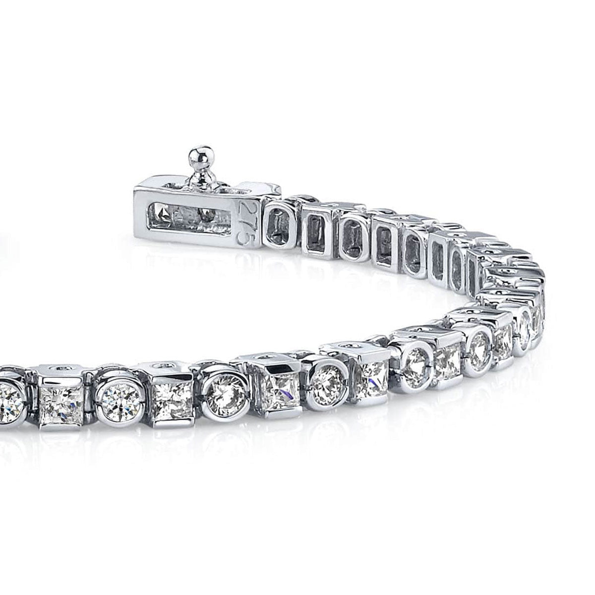 Square And Round Diamond Tennis Bracelet