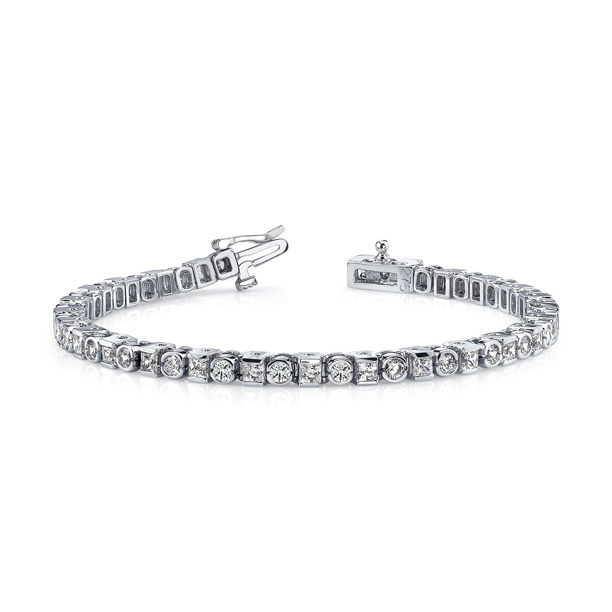 Square And Round Diamond Tennis Bracelet