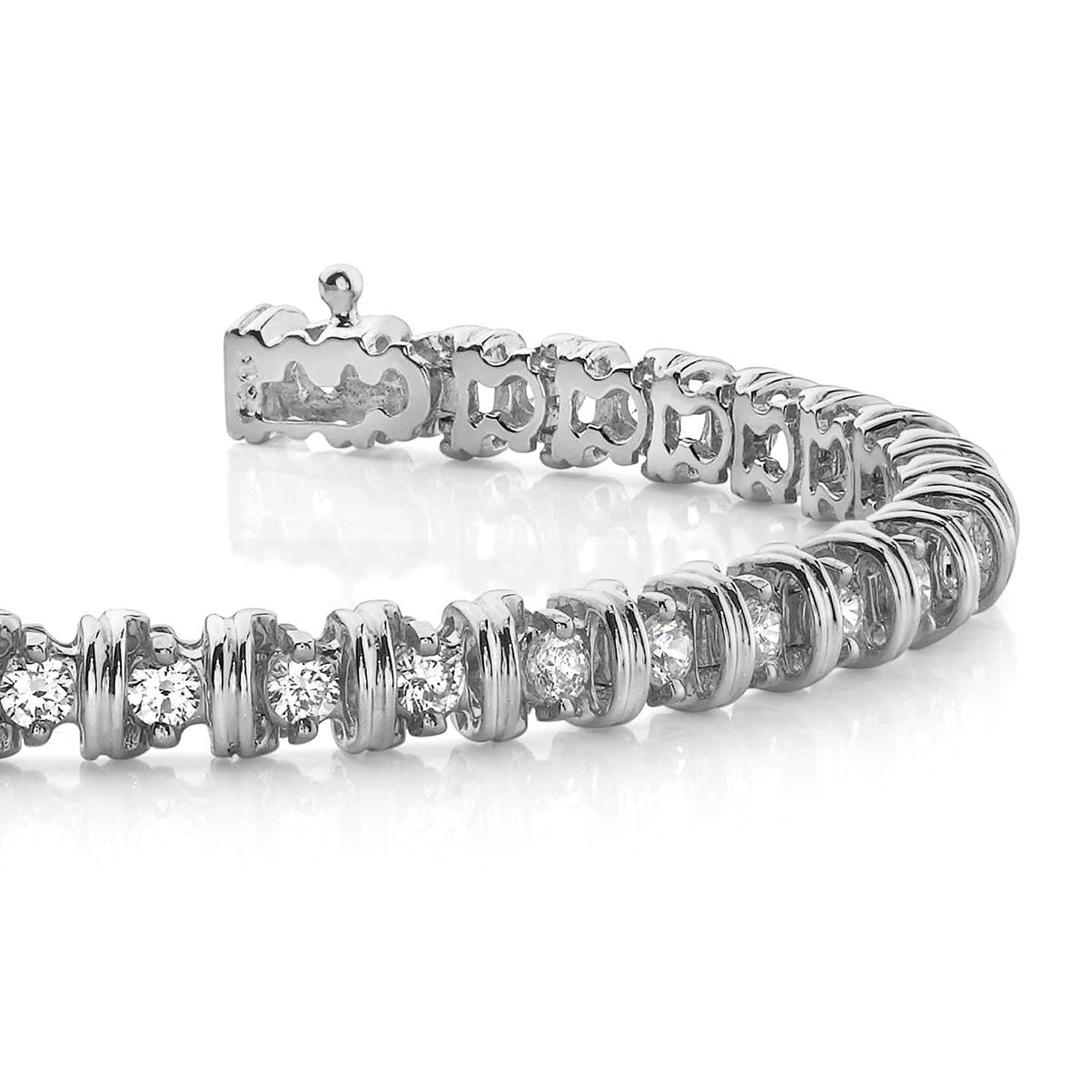 Wide Link Diamond Tennis Bracelet