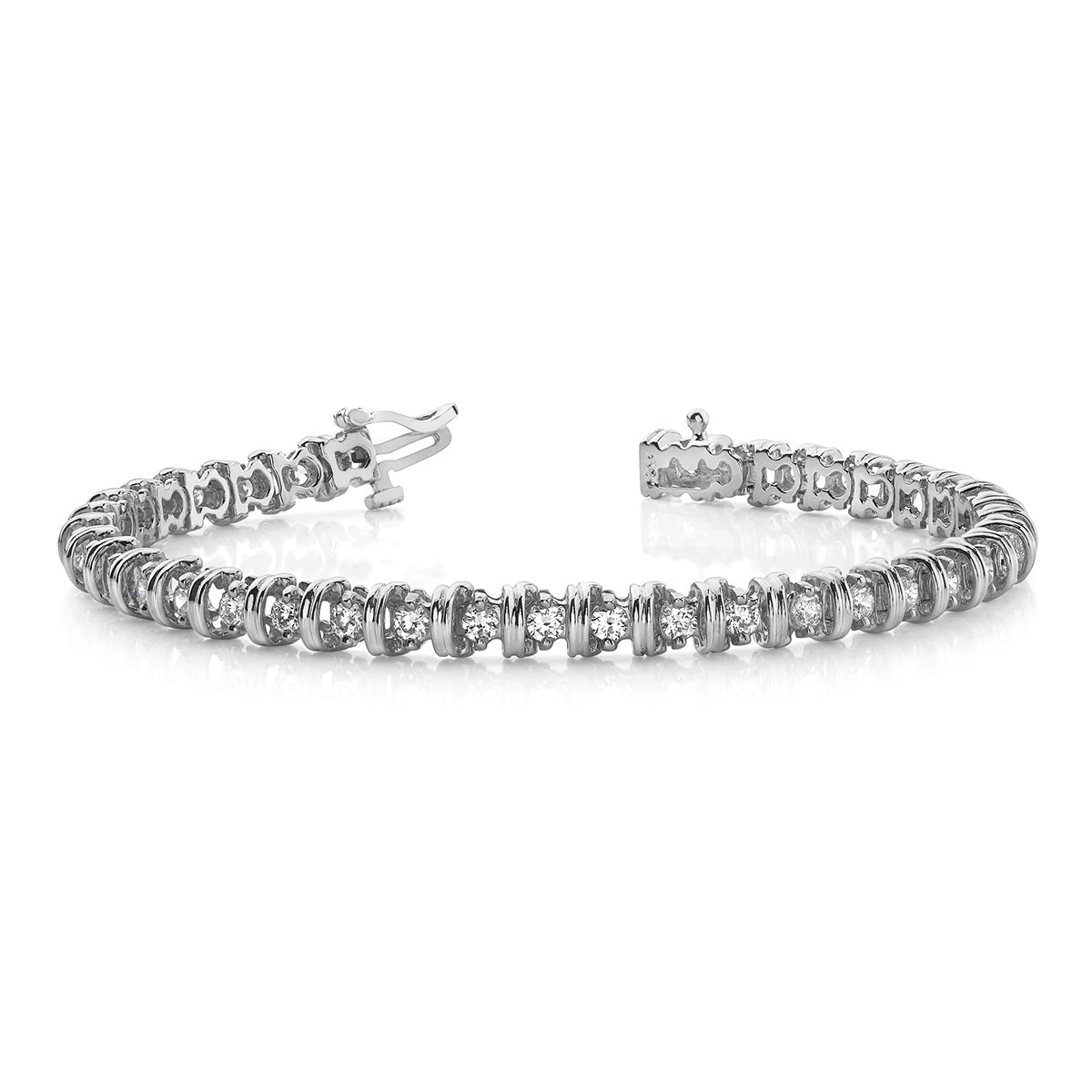 Wide Link Diamond Tennis Bracelet