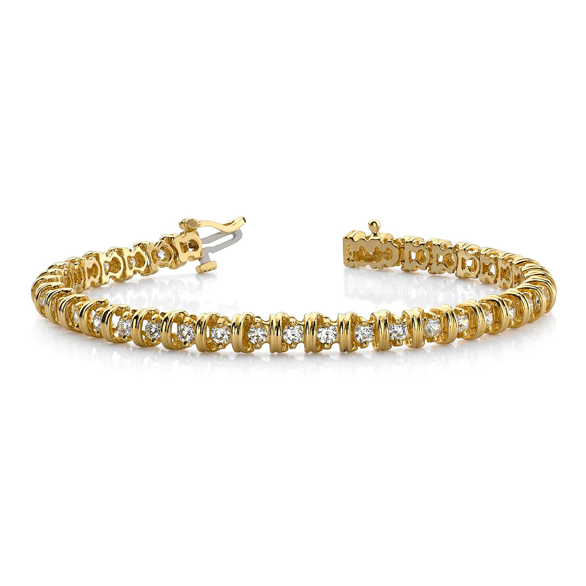 Wide Link Diamond Tennis Bracelet