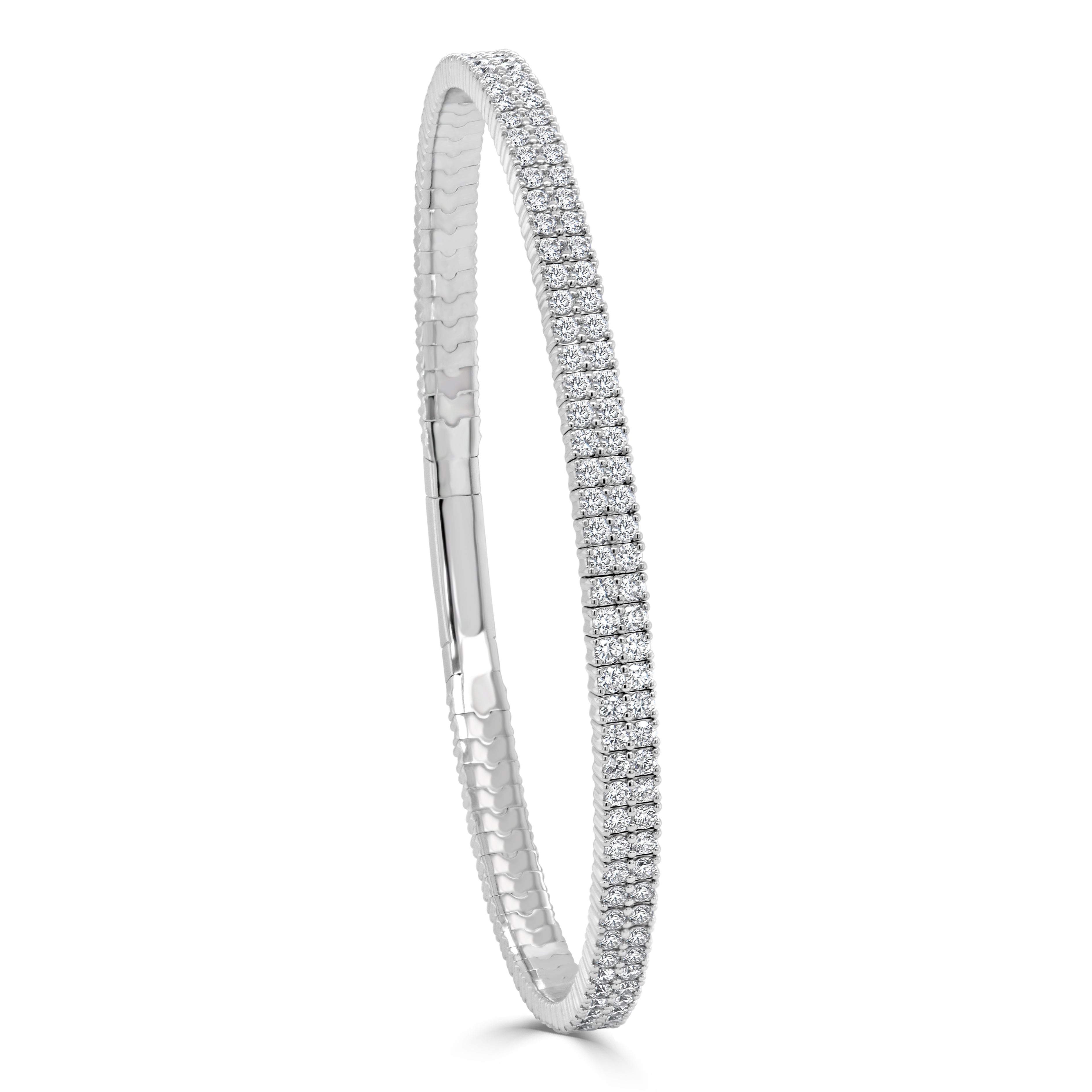 Diamond Double Row Flexible Bangle