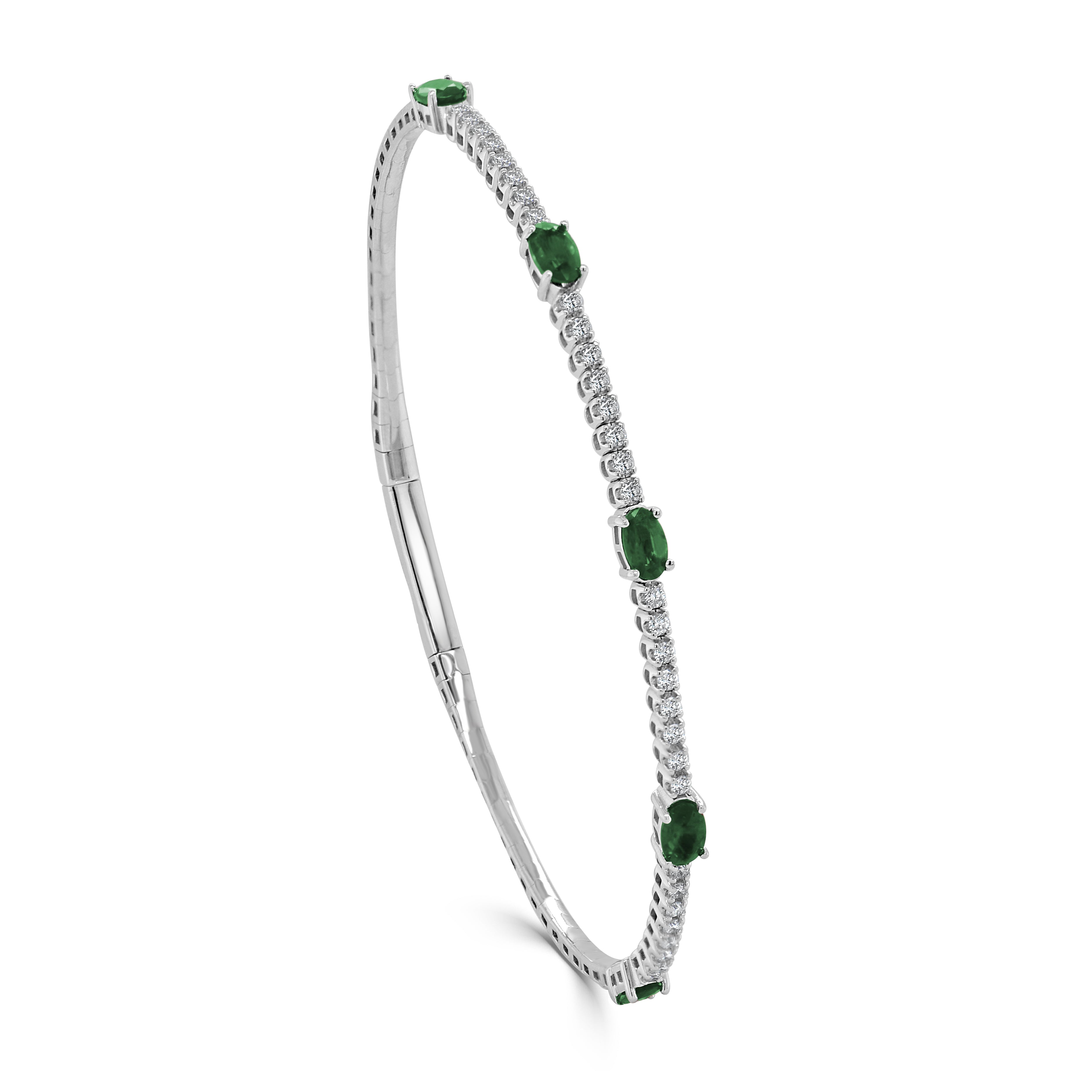 Emerald Diamond Station Flexible Bangle