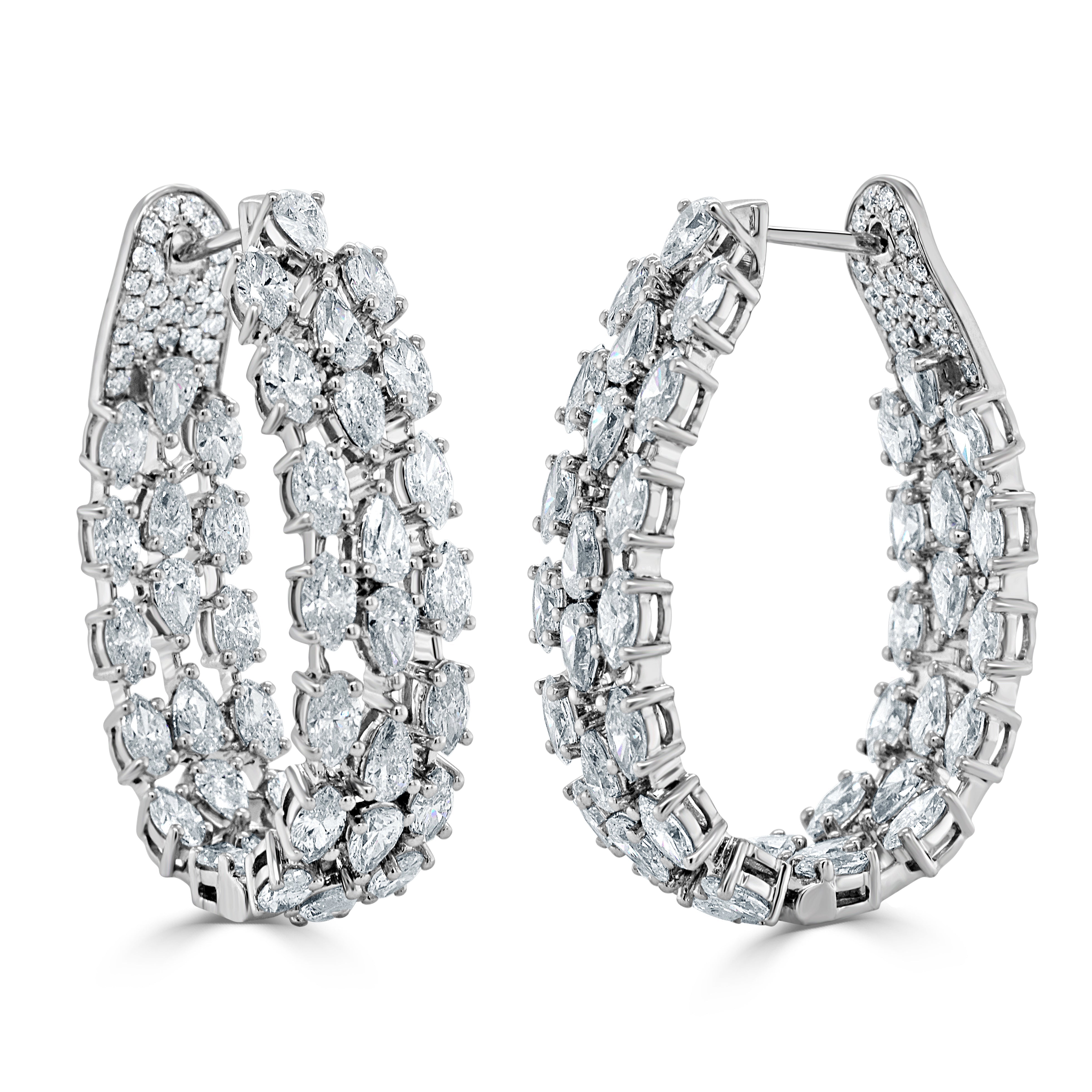 Fancy Shape Diamond Inside-Out Pear-Shaped Hoop Earrings