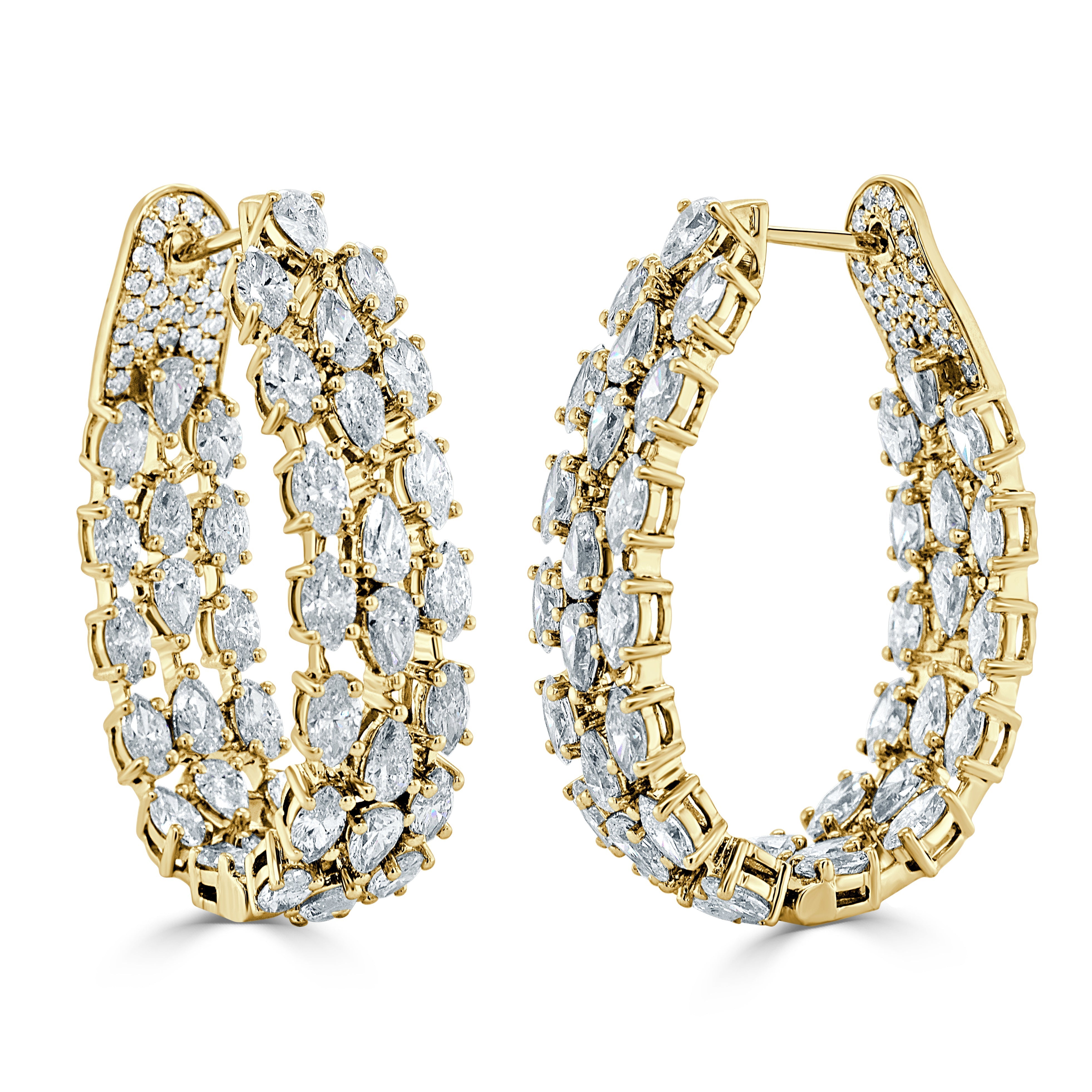 Fancy Shape Diamond Inside-Out Pear-Shaped Hoop Earrings
