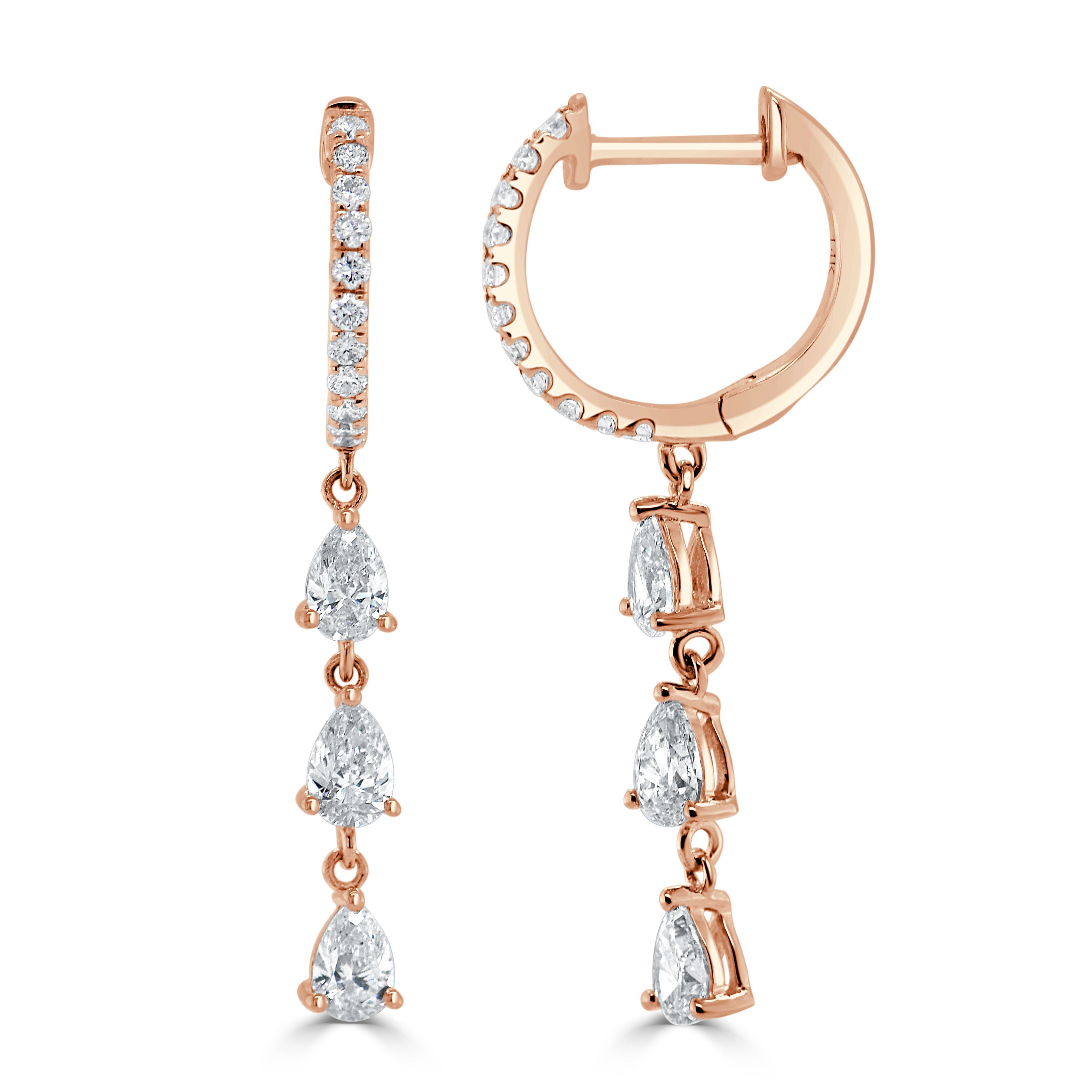 Pear-Shape Diamond Huggie Earrings