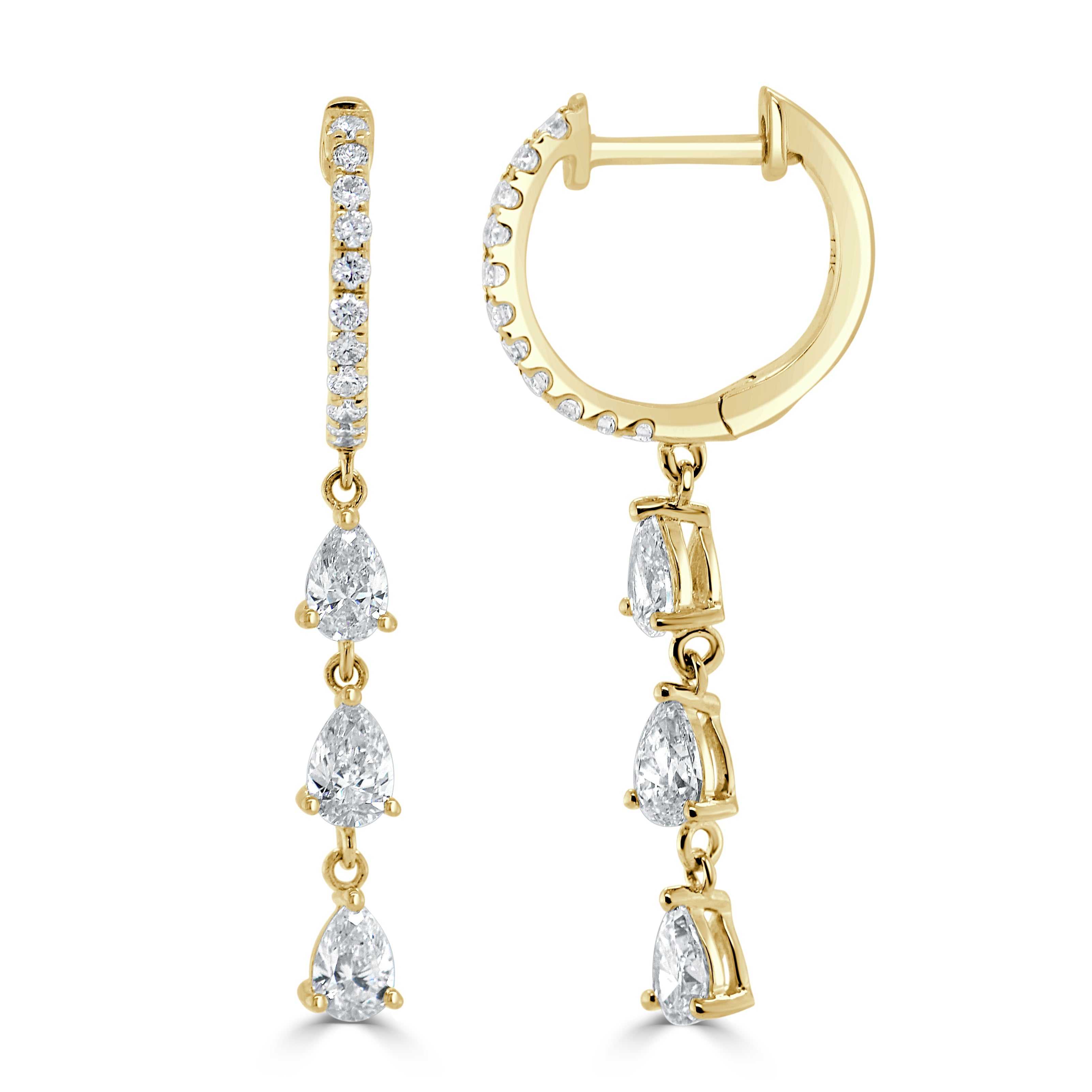 Pear-Shape Diamond Huggie Earrings