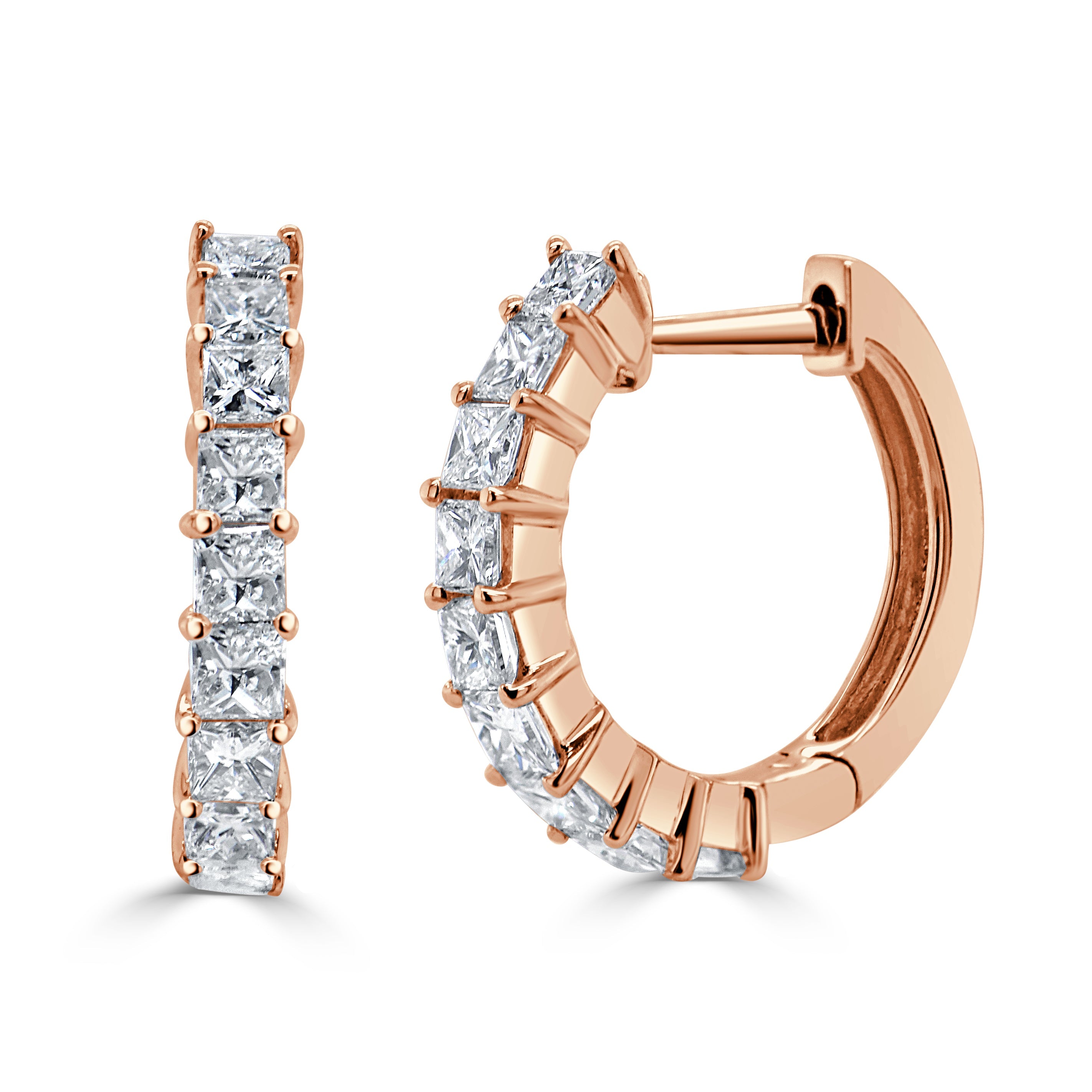 Princess-Cut Diamond Huggie Earrings