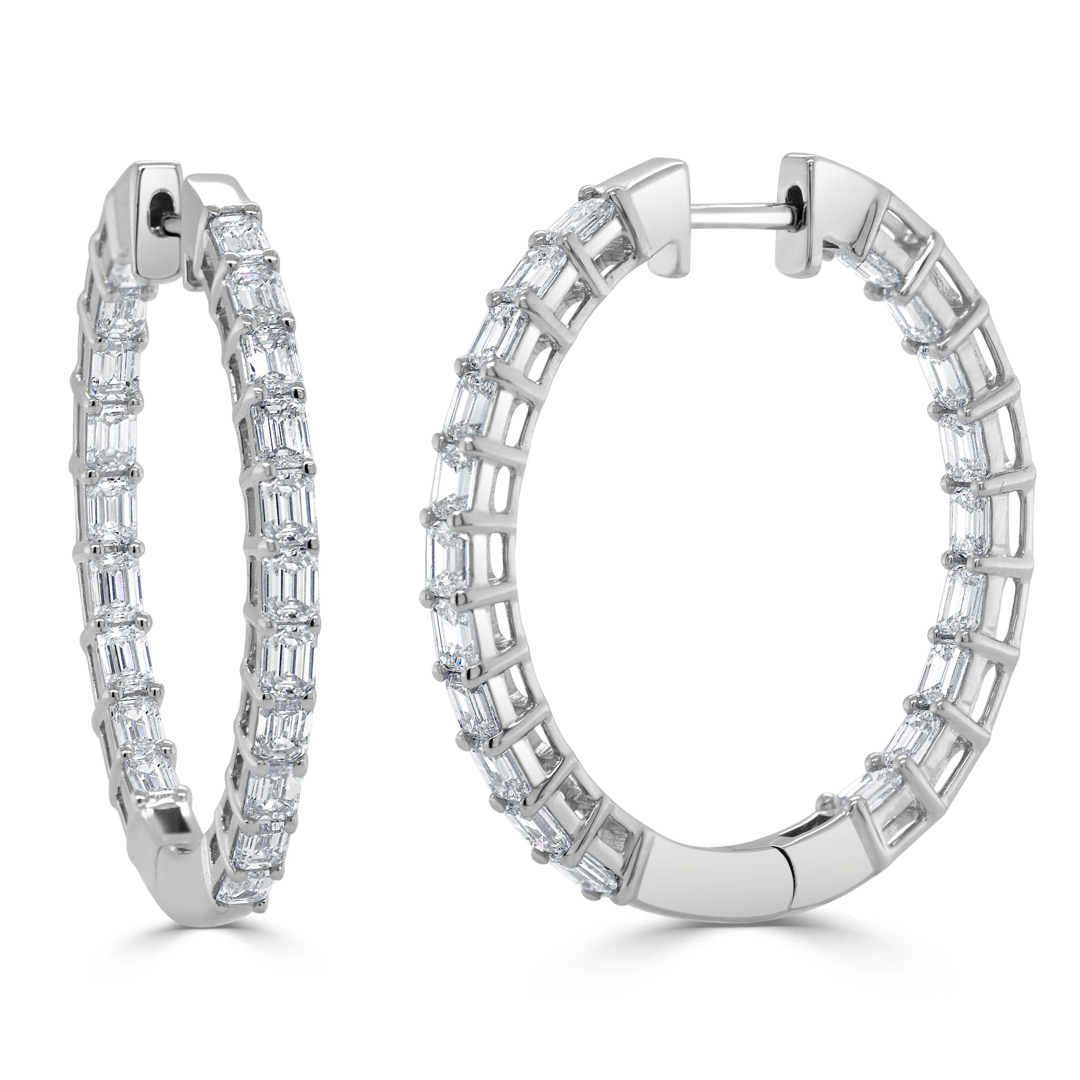 Emerald-Cut Diamond Inside-Out Hoop Earrings