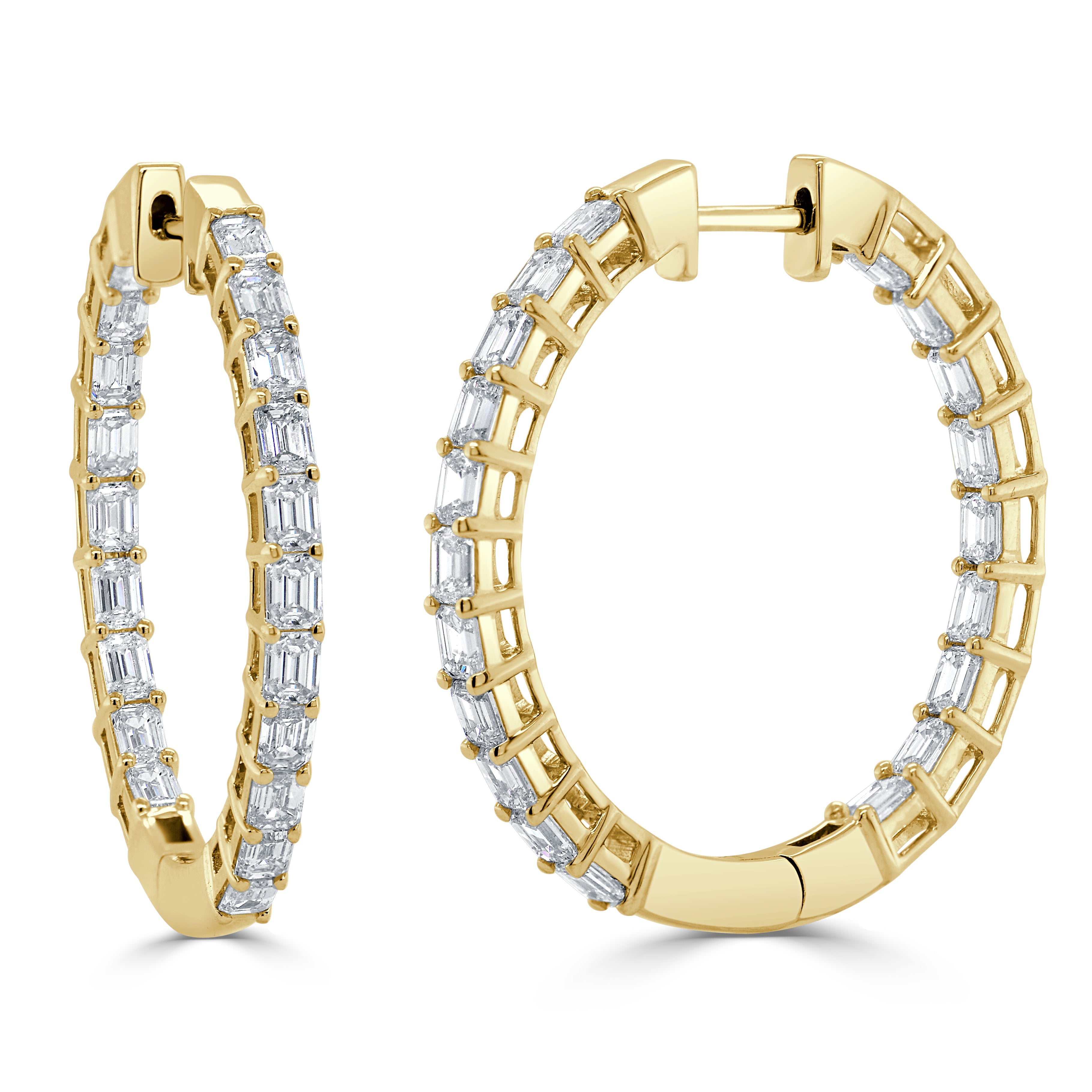 Emerald-Cut Diamond Inside-Out Hoop Earrings