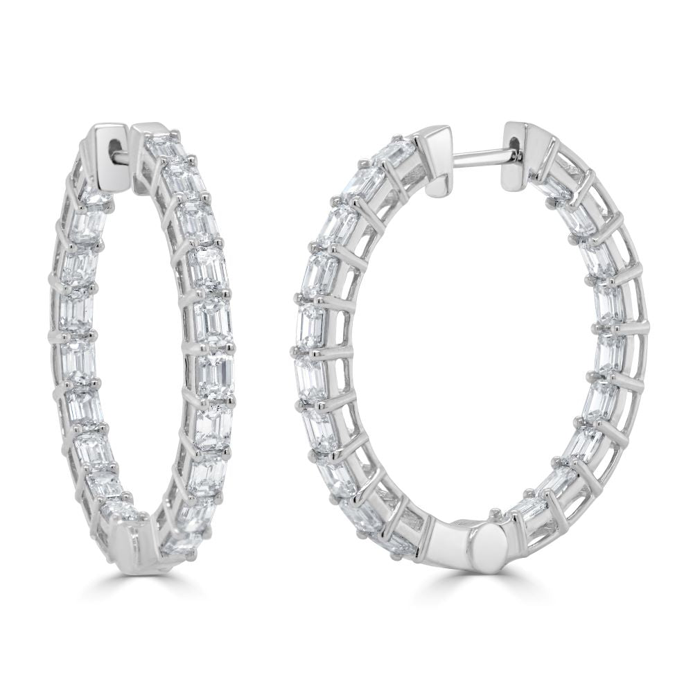 Emerald-Cut Diamond Hoop Earrings
