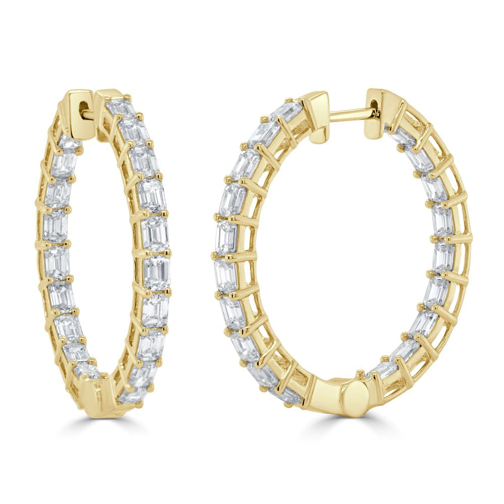 Emerald-Cut Diamond Hoop Earrings