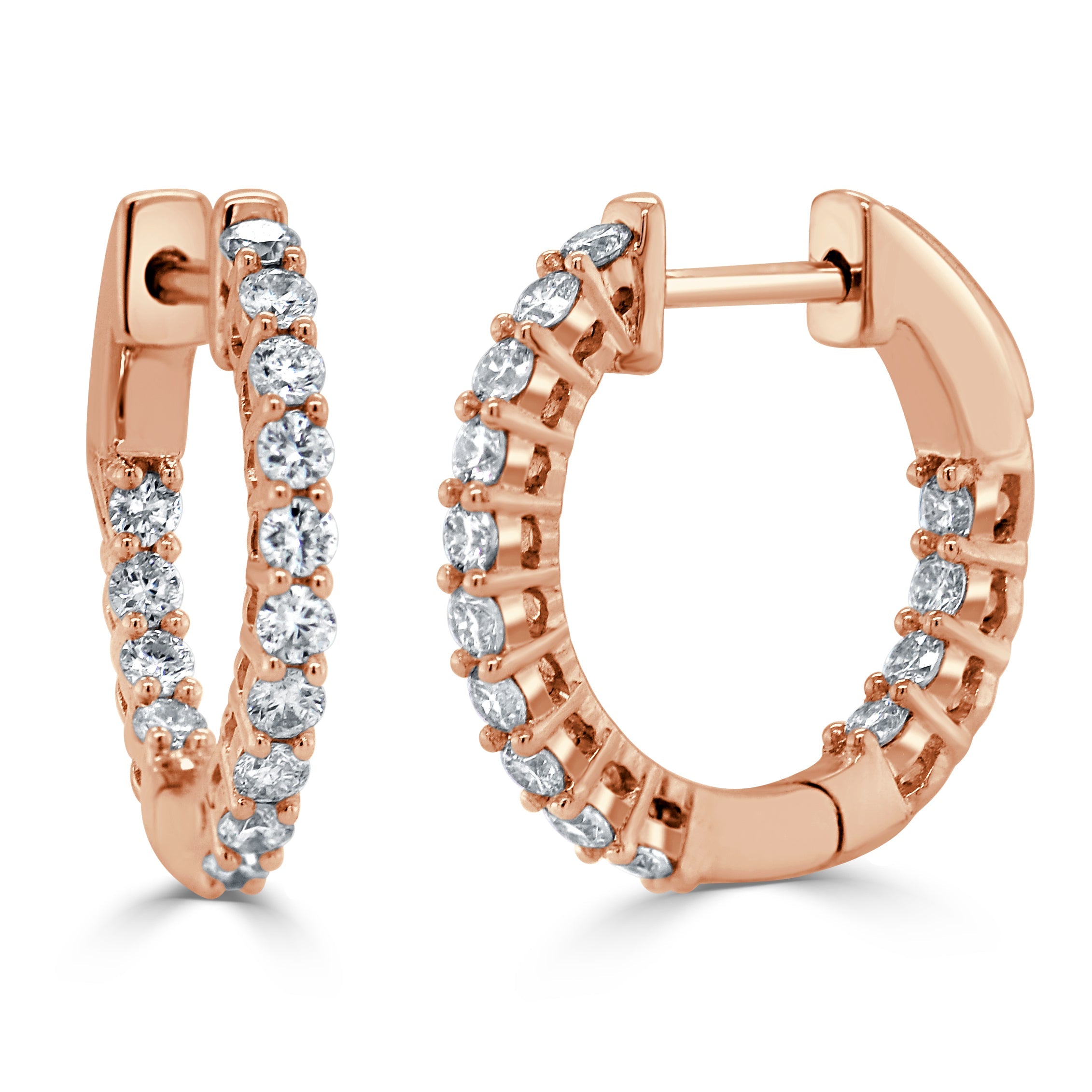14k Gold & Diamond Hoop Earrings