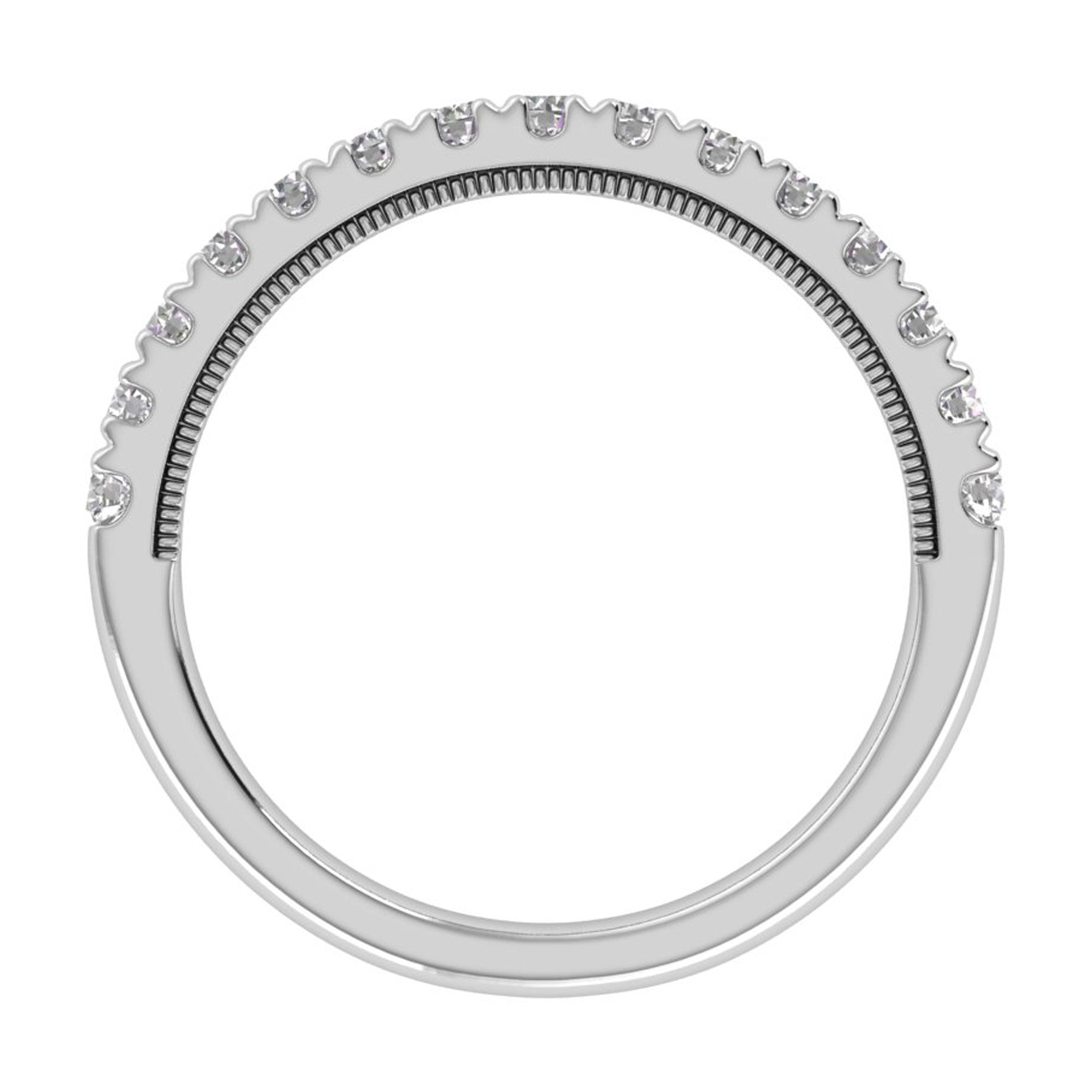 14K 0.50 Ct Gold Colorless Flawless French Pave With Milgrain Wedding Band