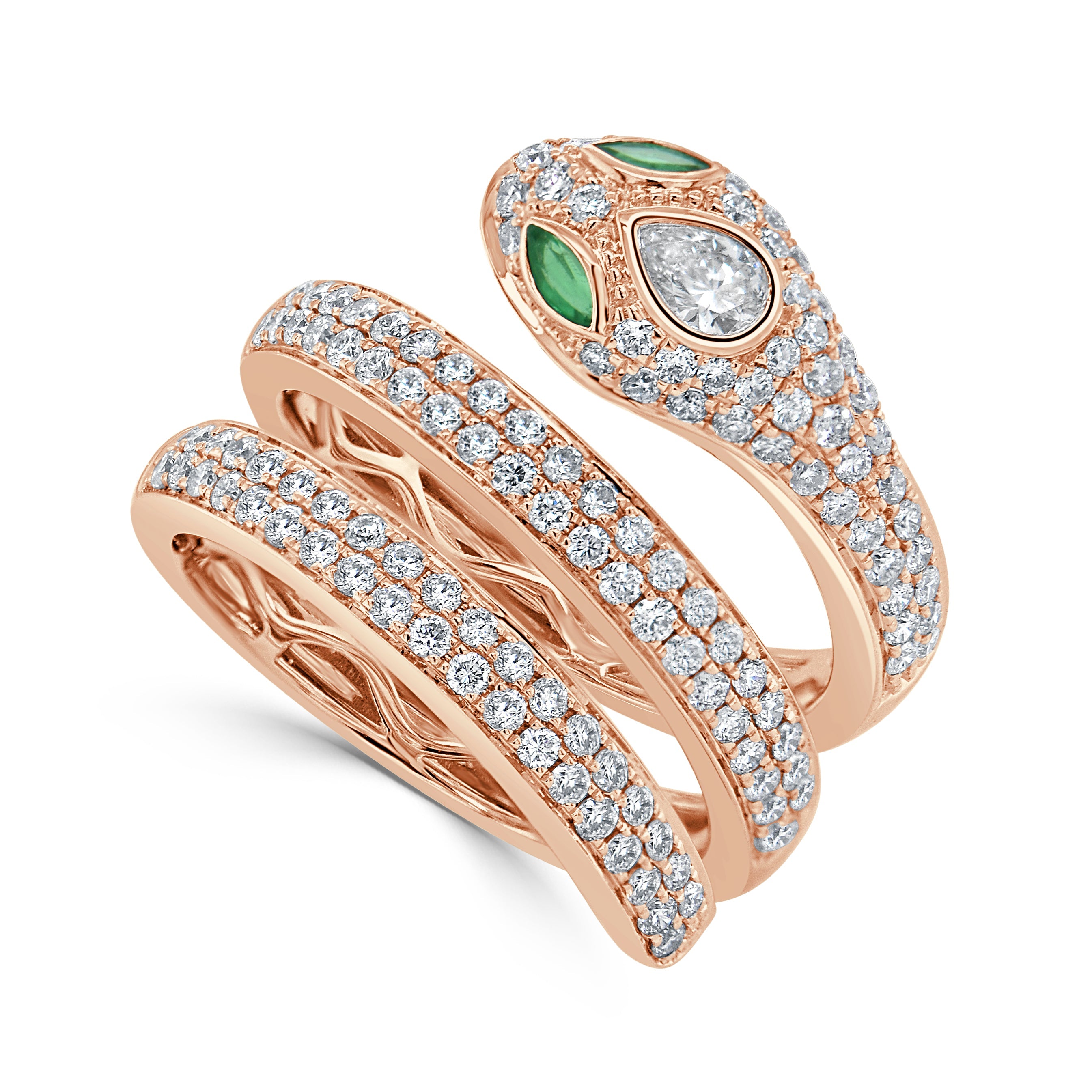 Diamond Emerald Snake Wrap Ring