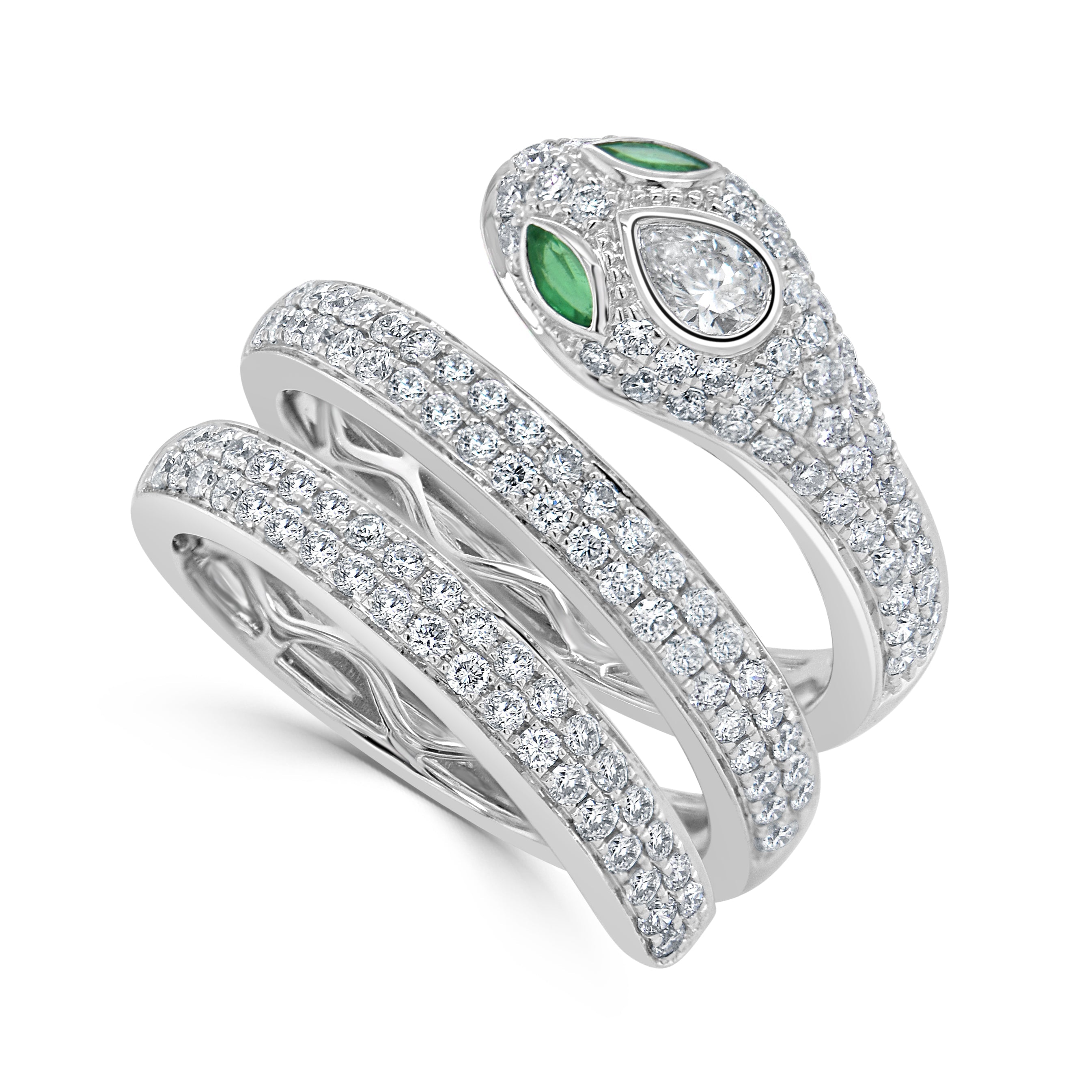 Diamond Emerald Snake Wrap Ring