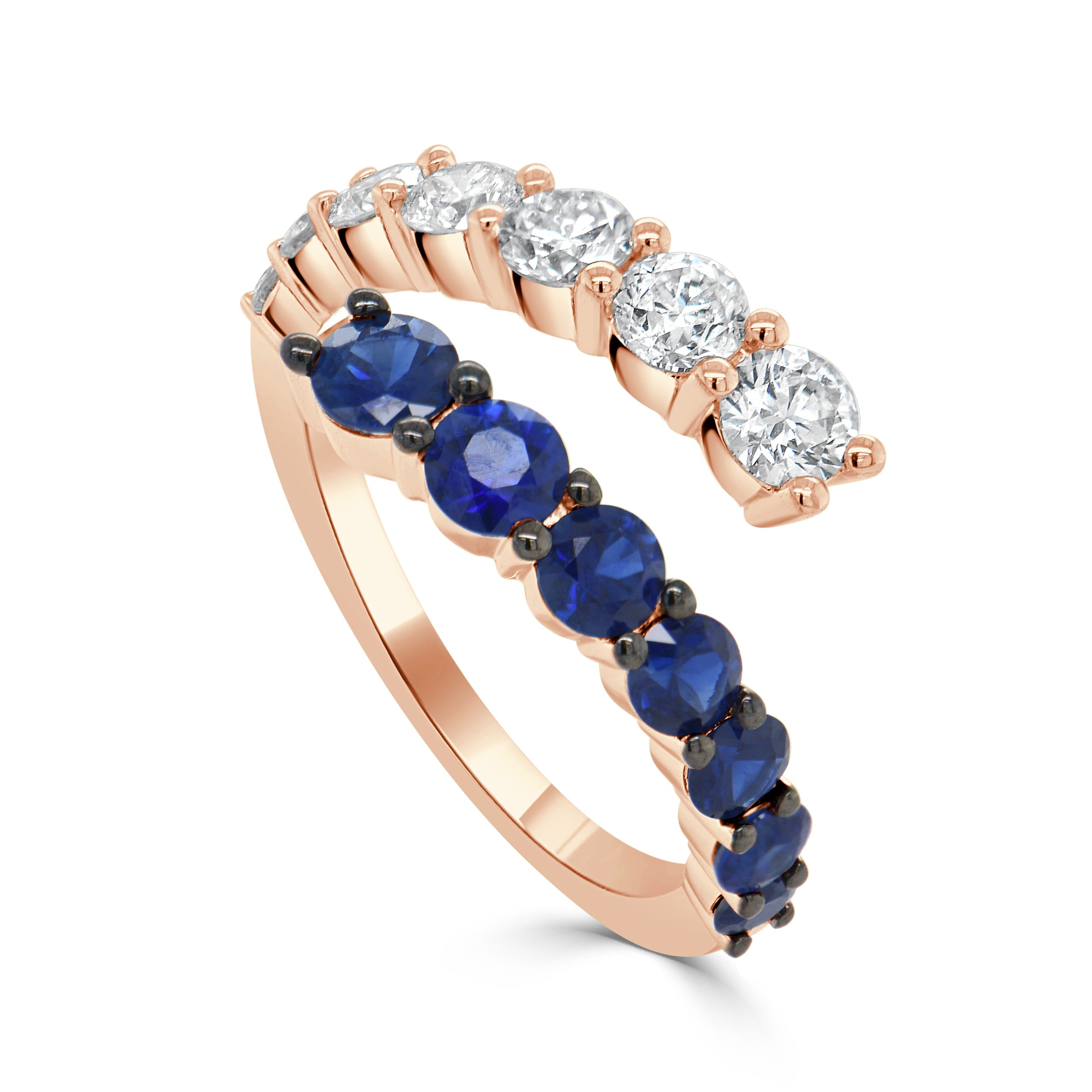 Diamond Sapphire Crossover Ring