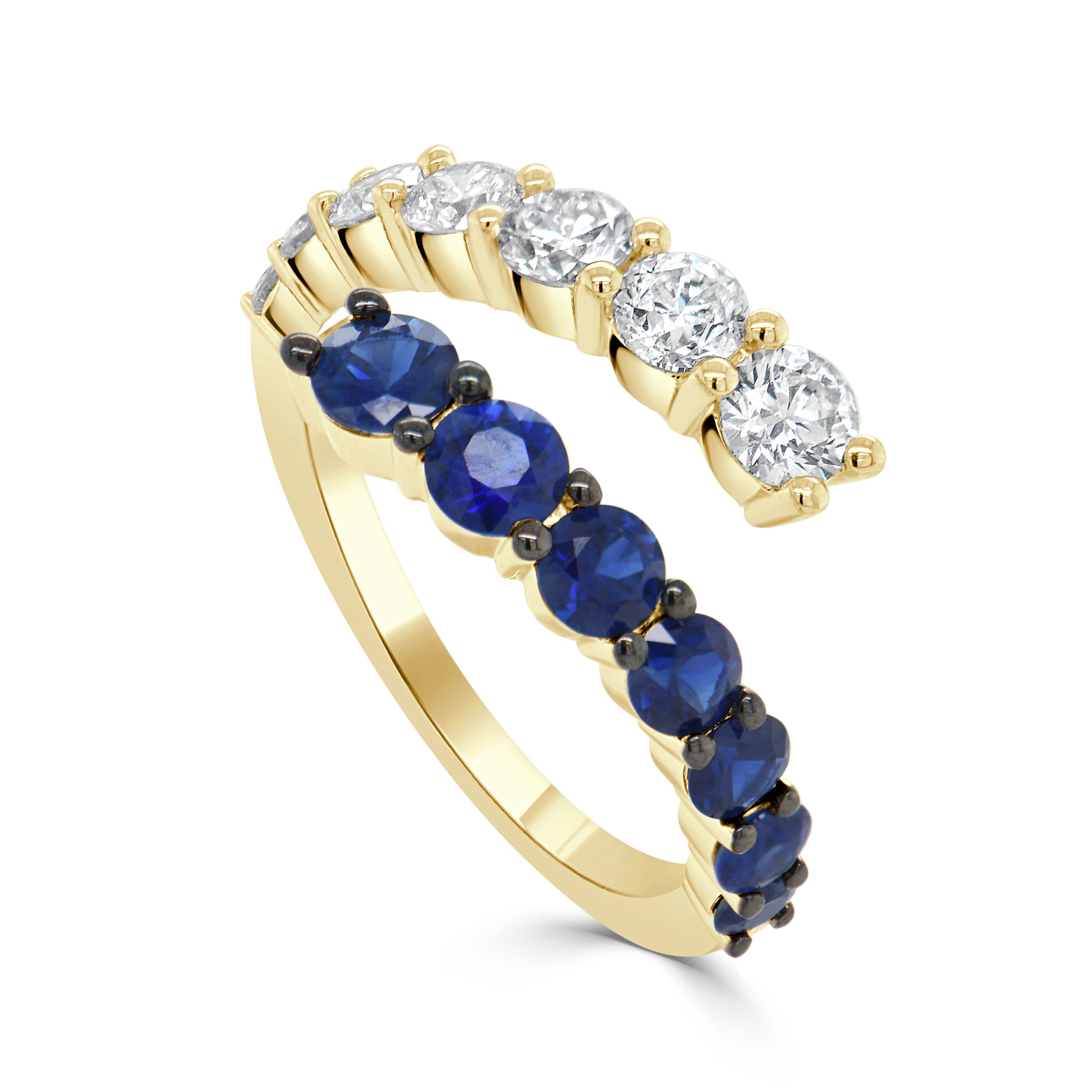 Diamond Sapphire Crossover Ring