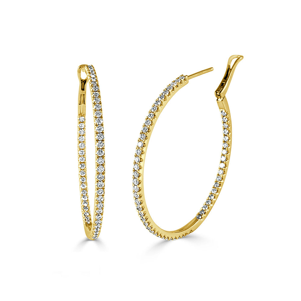 14k Gold & Diamond Hoop Earrings