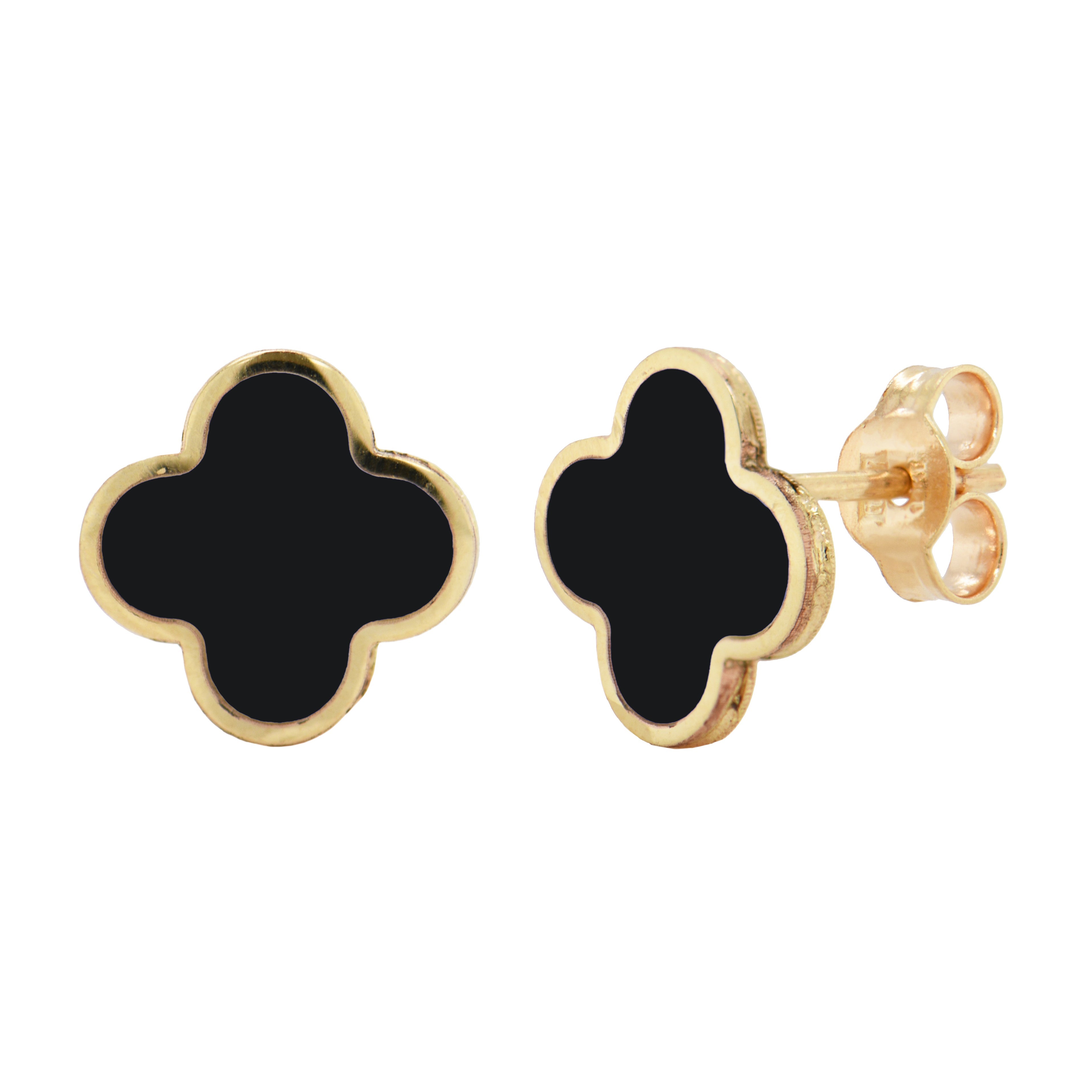 Clover Stud Onyx Earring