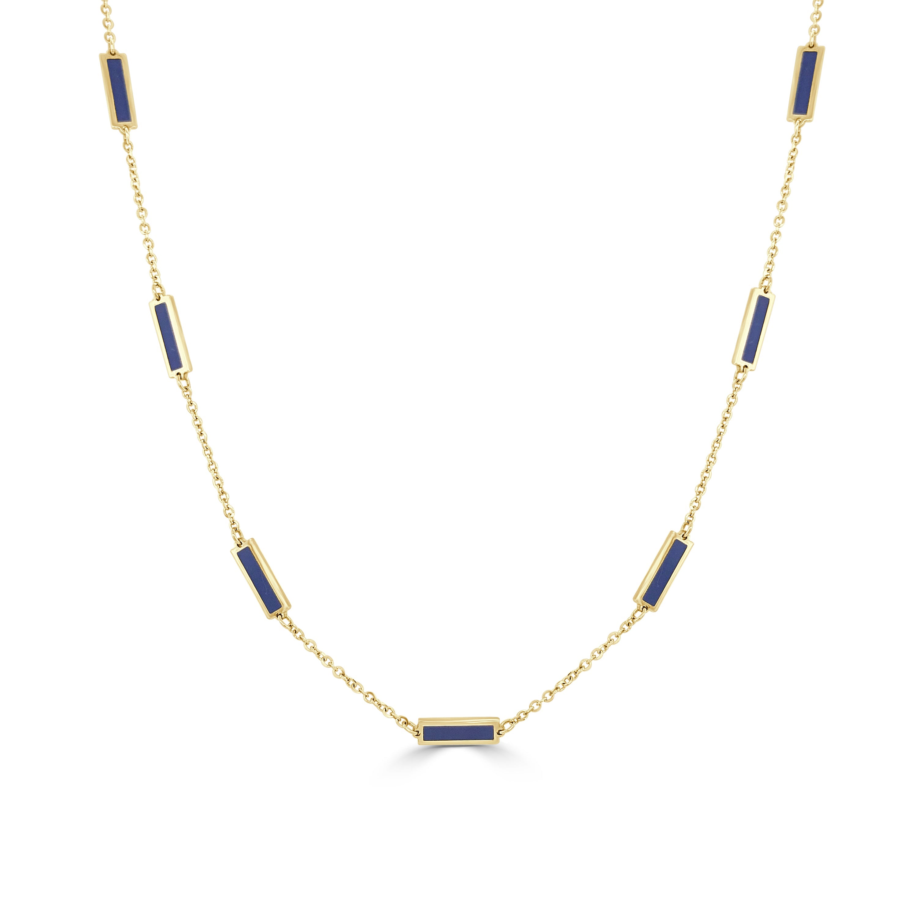 Lapis Station Bar Necklace