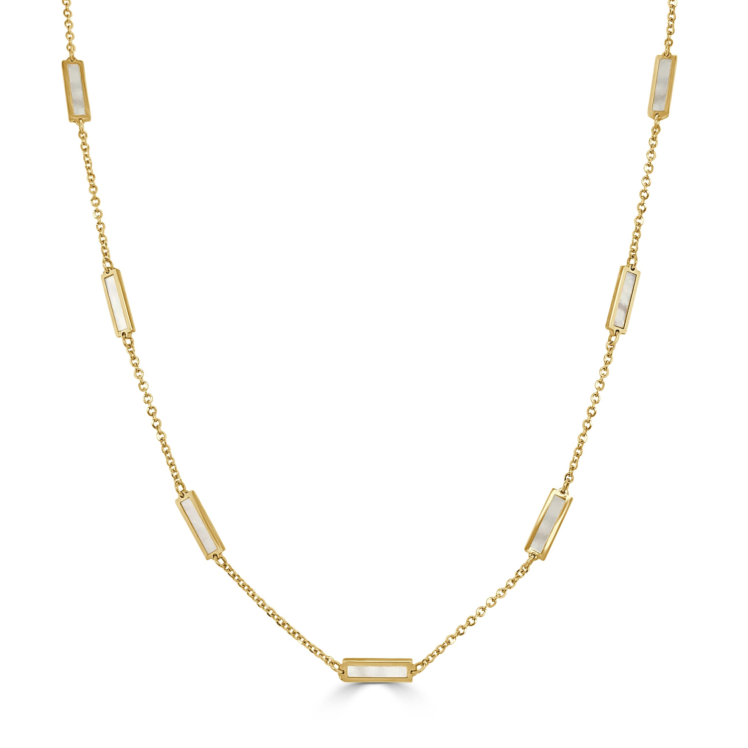 Mother of Pearl Station Bar Necklace