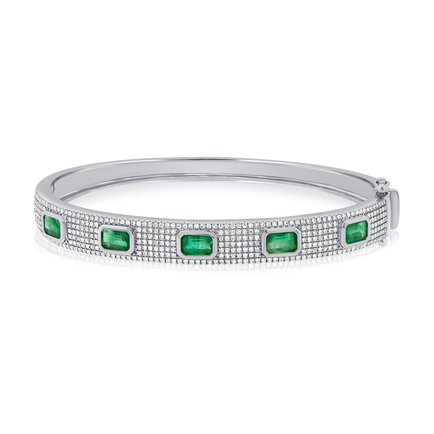 Green Emerald Diamond Bangle