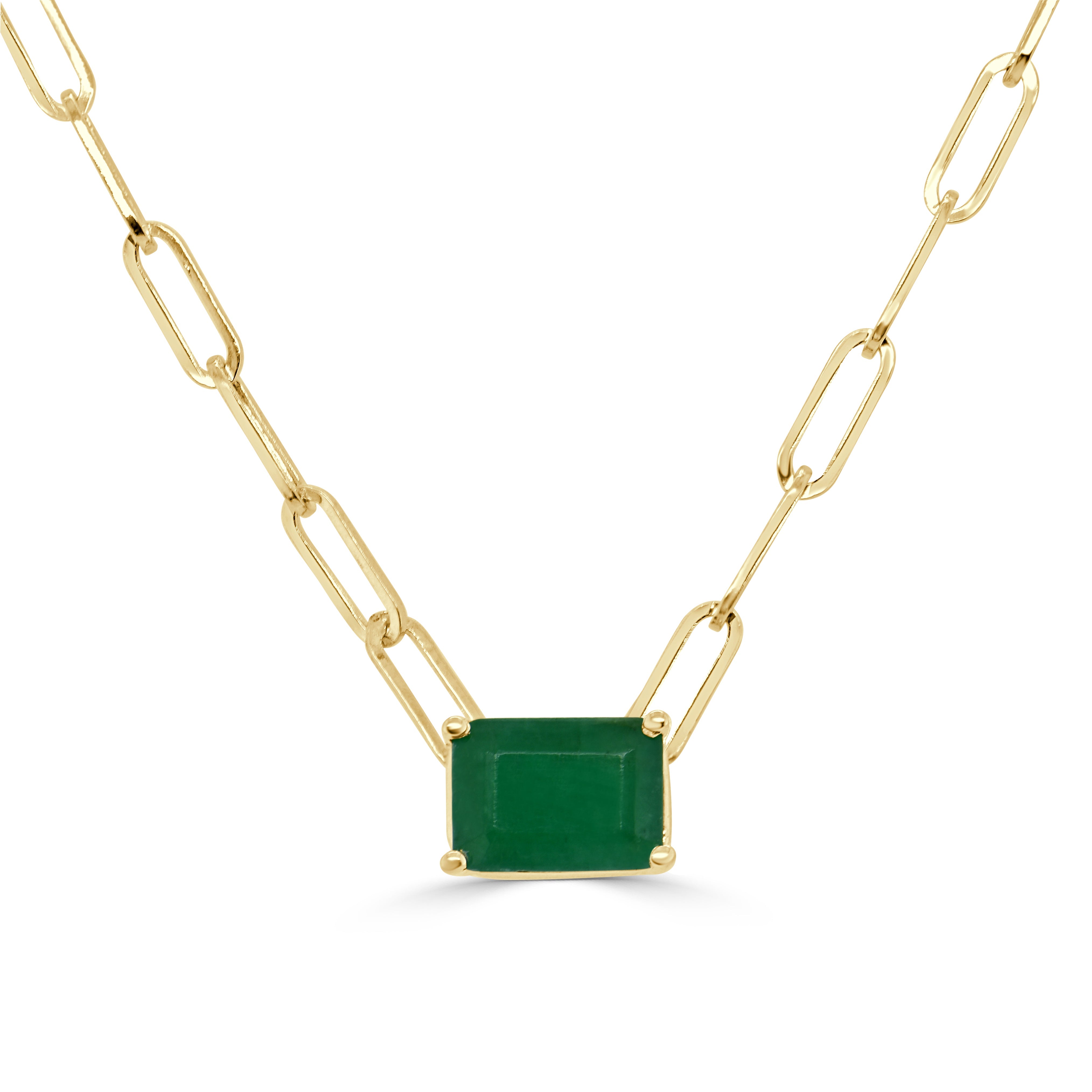 Emerald Paperclip Link Necklace