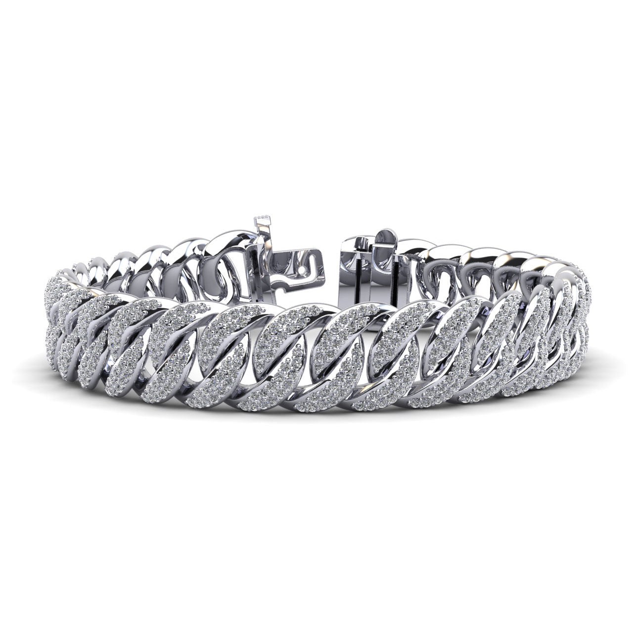 Two Rows Women Link Diamond Bracelet