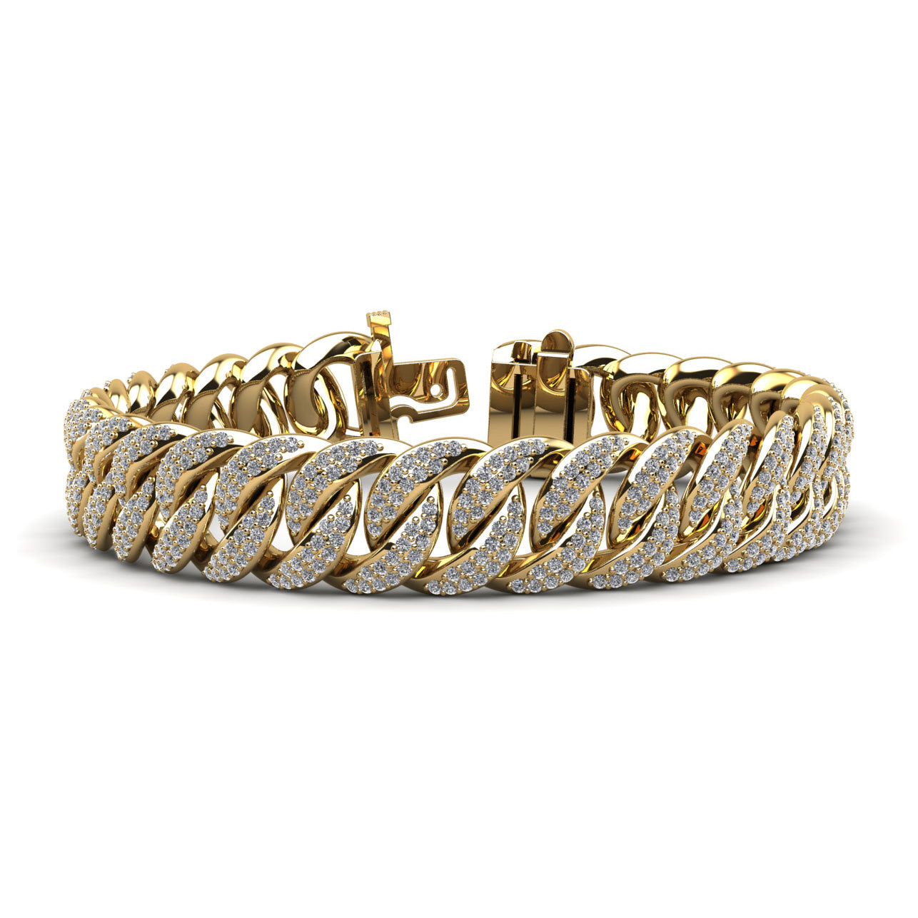 Two Rows Women Link Diamond Bracelet