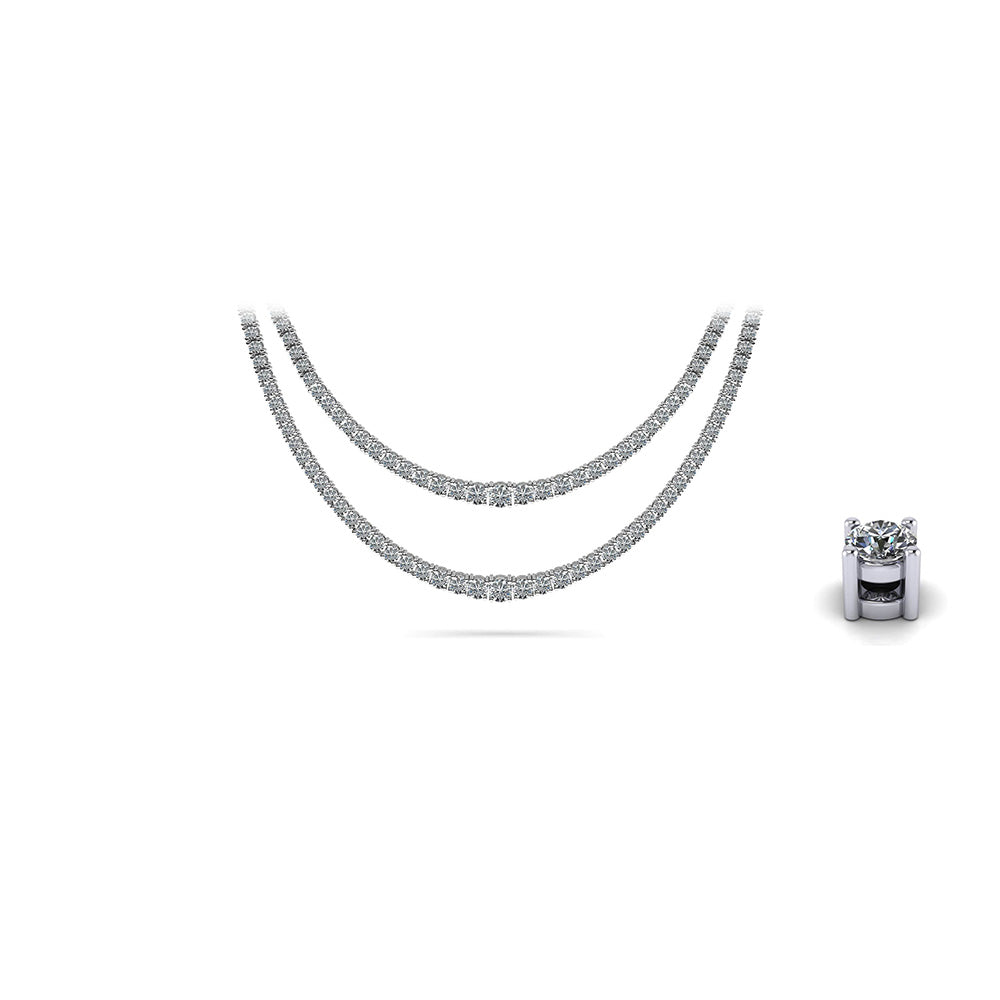 Spectacular Double Strand Diamond Tennis Necklace
